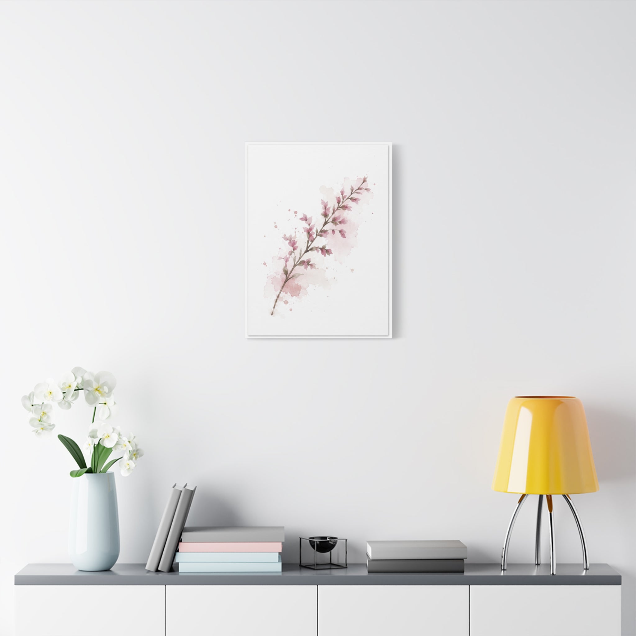 Pink Blossoms Canvas Wall Art, Watercolor Floral Branch Print, Soft Romantic Bedroom Decor, Spring Botanical Art, Solen