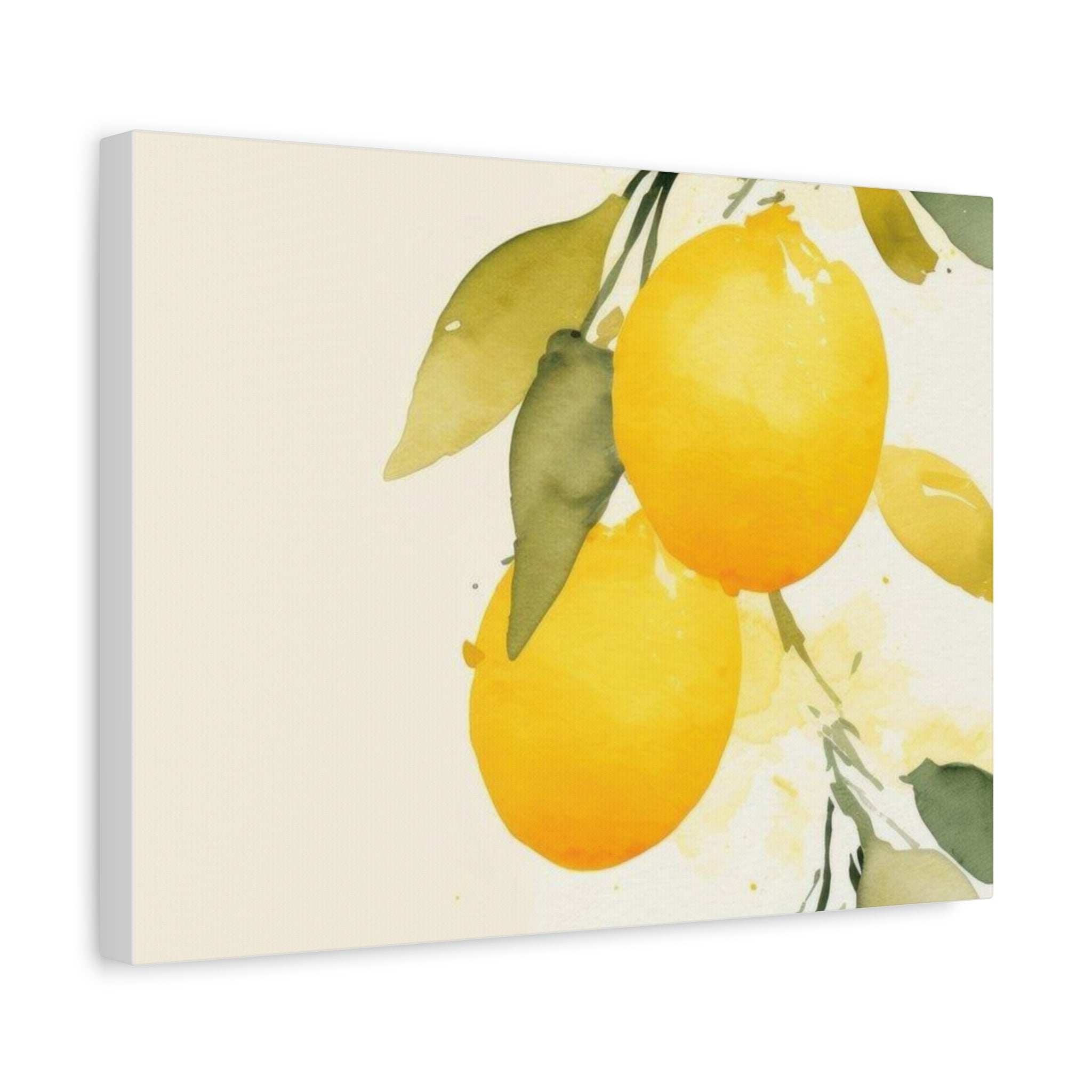 Lemon Botanical Canvas Wall Art, Mediterranean Citrus Print, Yellow Lemon Kitchen Decor, Watercolor Fruit Wall Art, Solen