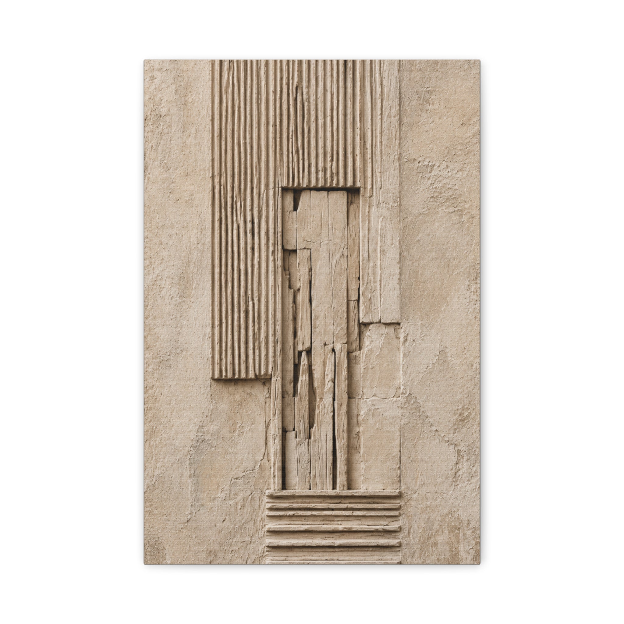 Abstract Textured Relief Canvas Wall Art, Neutral Beige Sculpture Panel Print, Modern Minimalist Decor, Organic Shape Art, Solen