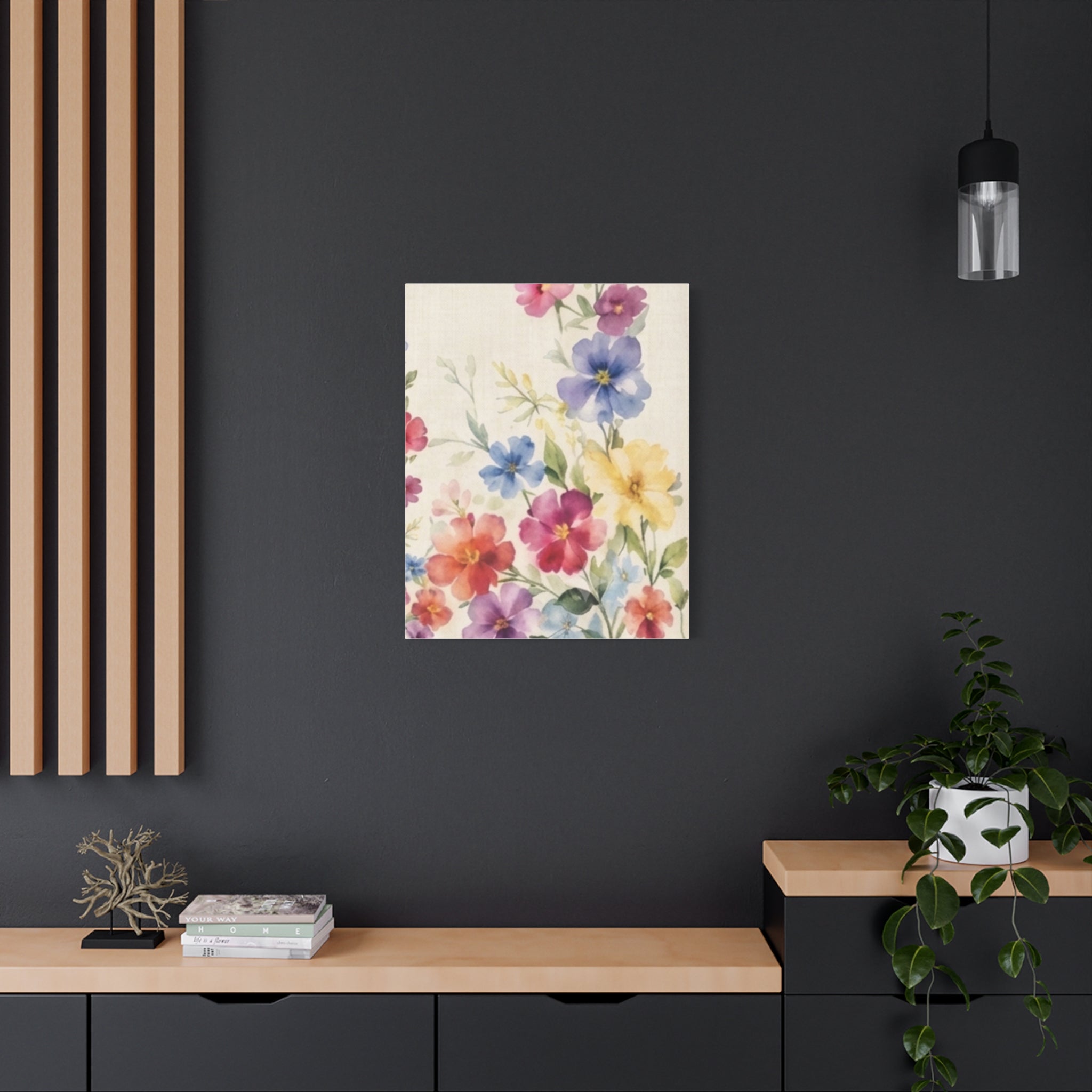 Wildflower Days Floral Canvas Wall Art, Watercolor Cottagecore Print, Meadow Flower Bedroom Decor, Botanical Spring Art, Solen