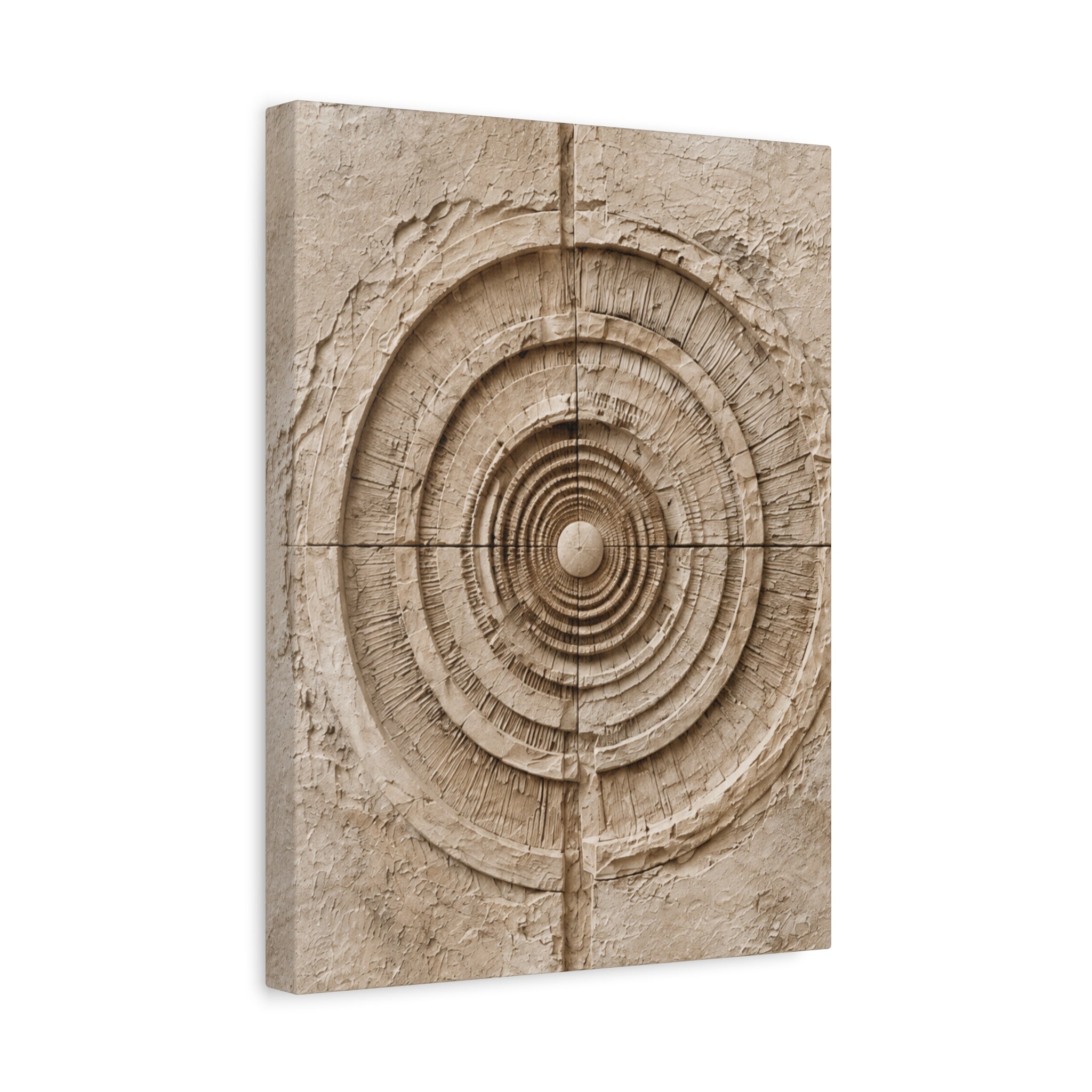 Textured Target Canvas Wall Art, Rustic Concentric Rings Print, Neutral Abstract Decor, Earthy Minimalist Wall Art, Solen