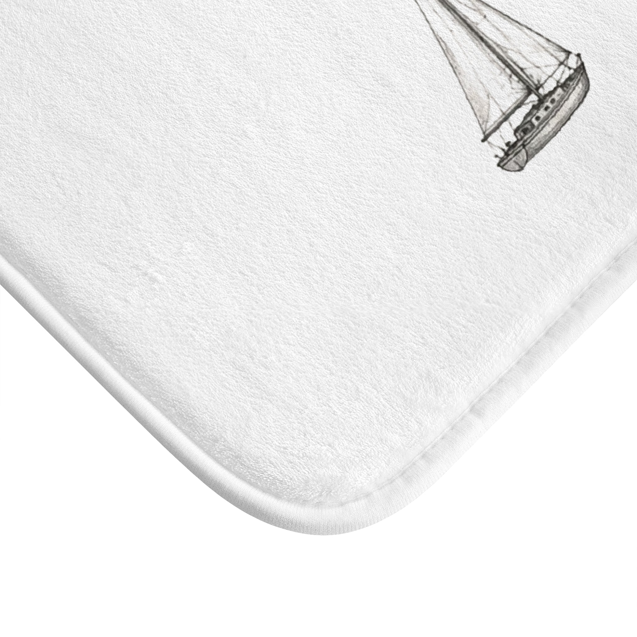 Sailboat Sketch Bath Mat — Nautical Bathroom Rug - Solen