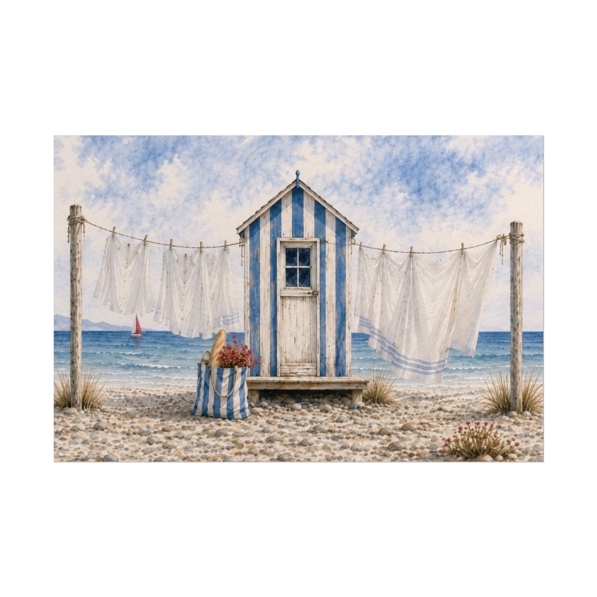 Laundry by the Sea Rolled Poster – Blue & Salt Coastal Cottage Wall Art | Solen