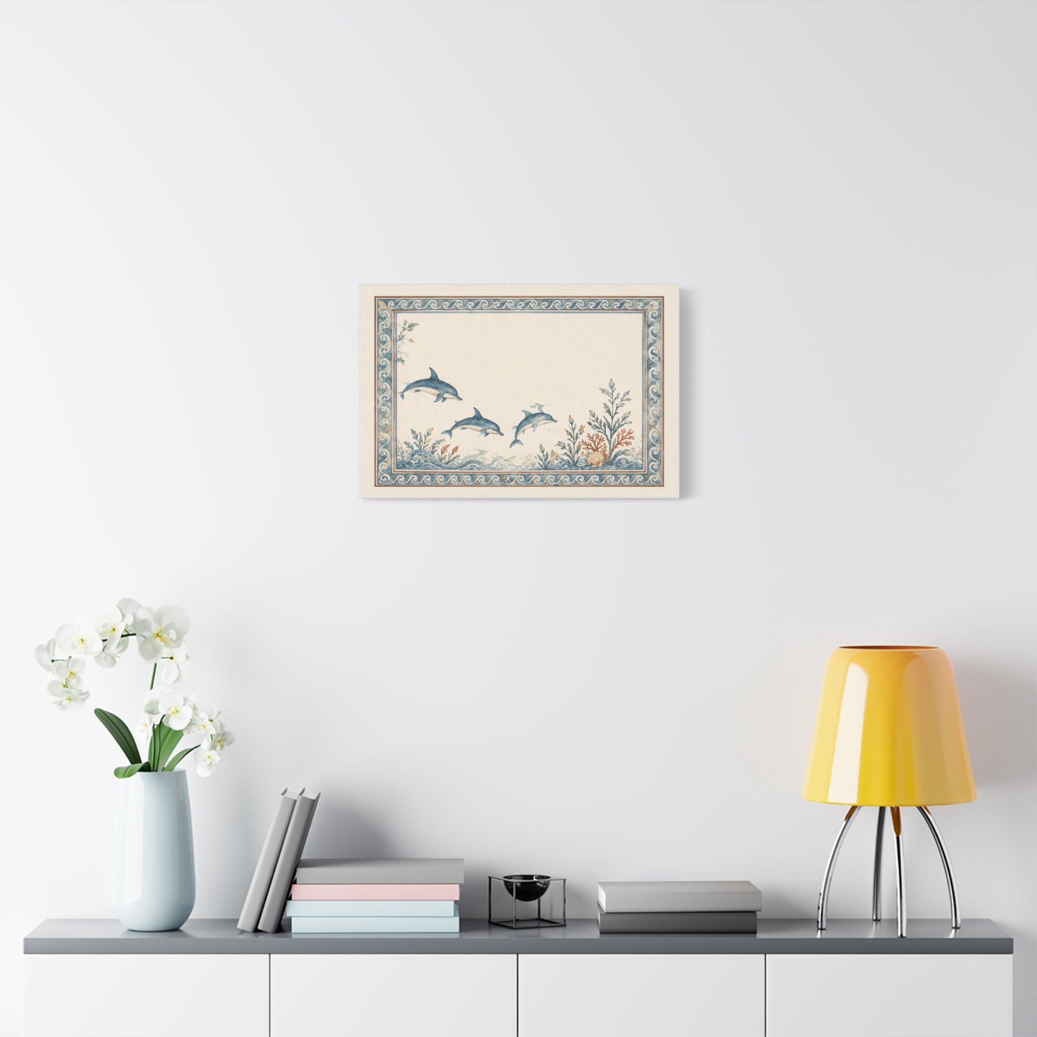 Mediterranean Dolphin Coastal Wall Art | Vintage Ocean Botanical Print | Solen