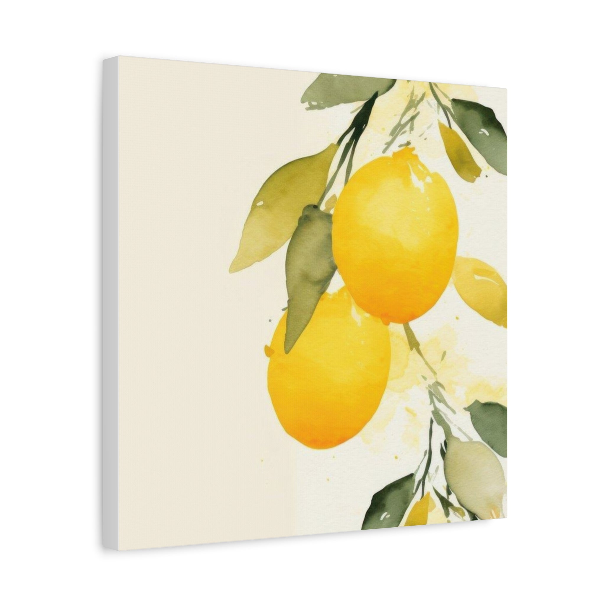 Lemon Botanical Canvas Wall Art, Mediterranean Citrus Print, Yellow Lemon Kitchen Decor, Watercolor Fruit Wall Art, Solen