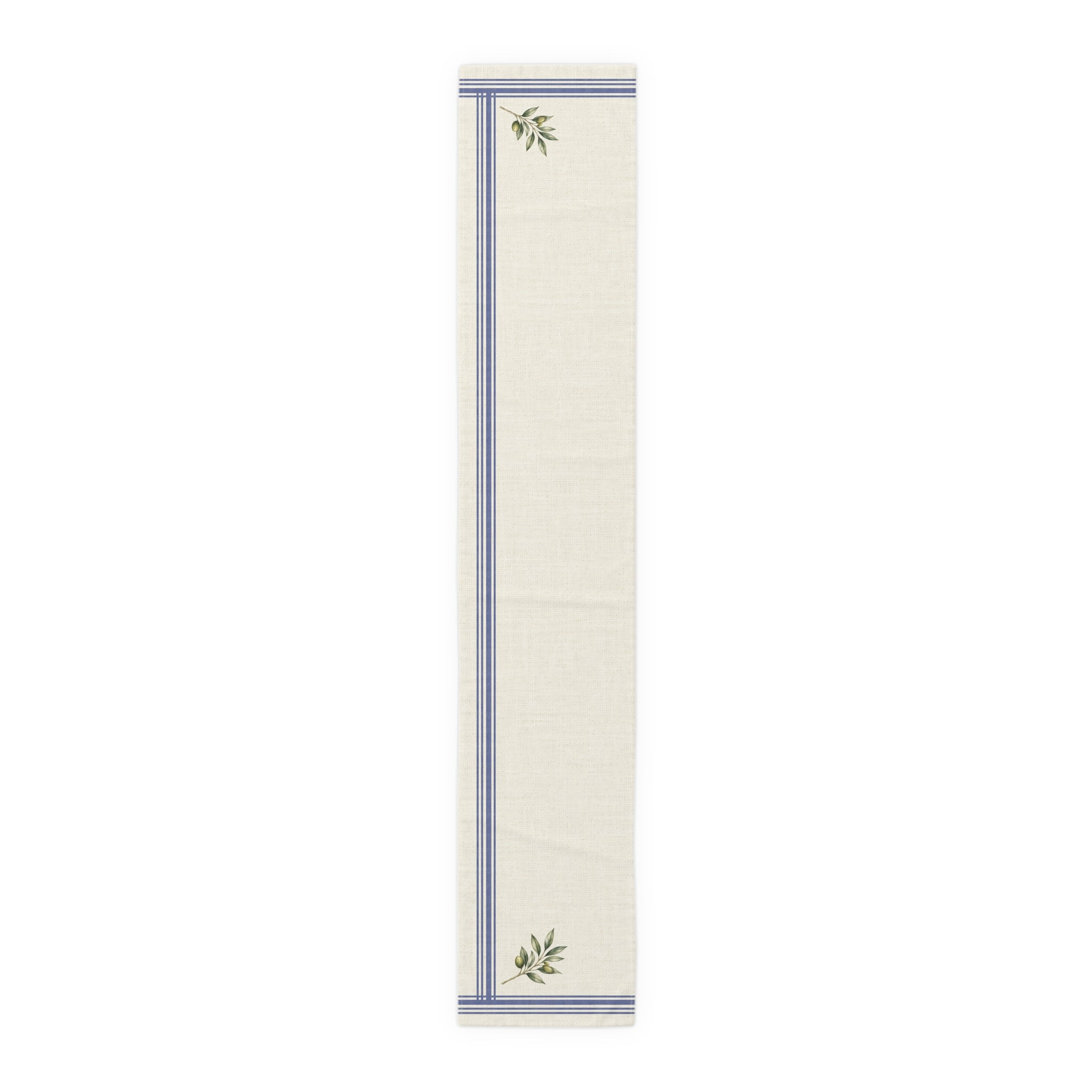Lemon Sprig Cotton Table Runner, Cream Botanical Kitchen Decor, Mediterranean Citrus Dining Linen, Summer Table Runner, Solen