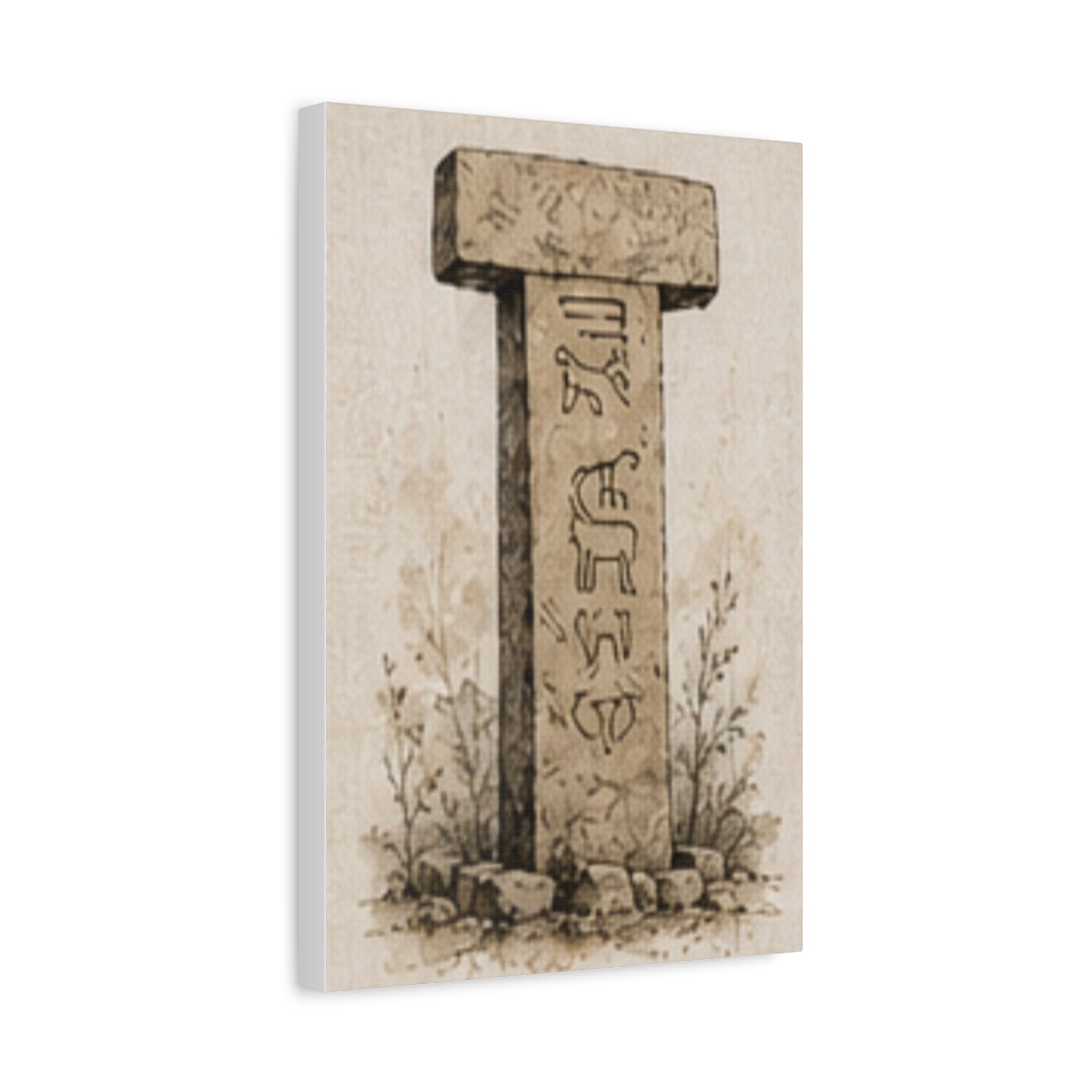 Göbeklitepe T-Pillar Canvas Wall Art, Ancient Anatolian Stone Print, Sepia Archaeology Decor, Historical Wall Art, Solen