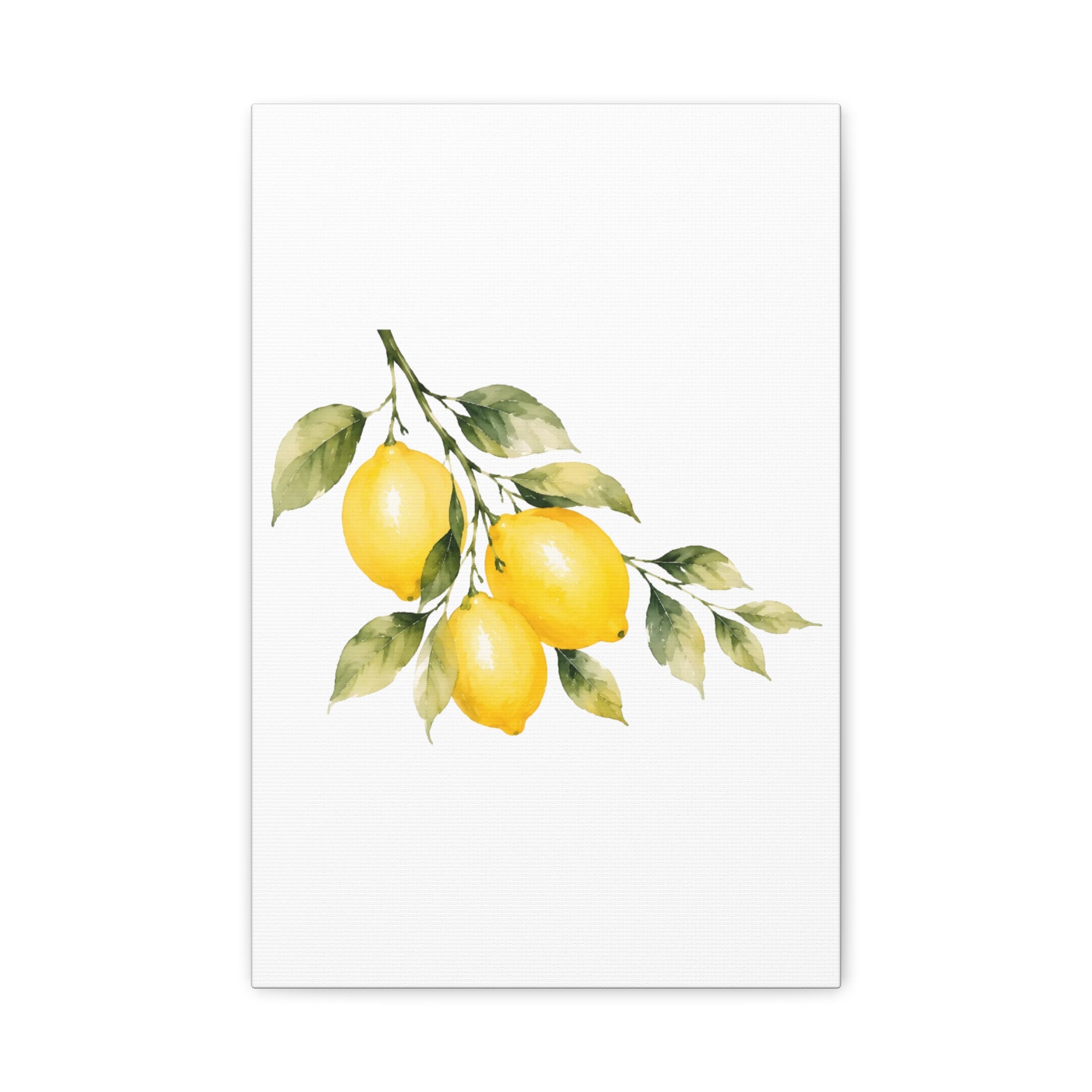 Lemon Branch Watercolor Canvas Print, Mediterranean Citrus Wall Art, Yellow Lemon Kitchen Decor, Golden Hour Botanical Art, Solen