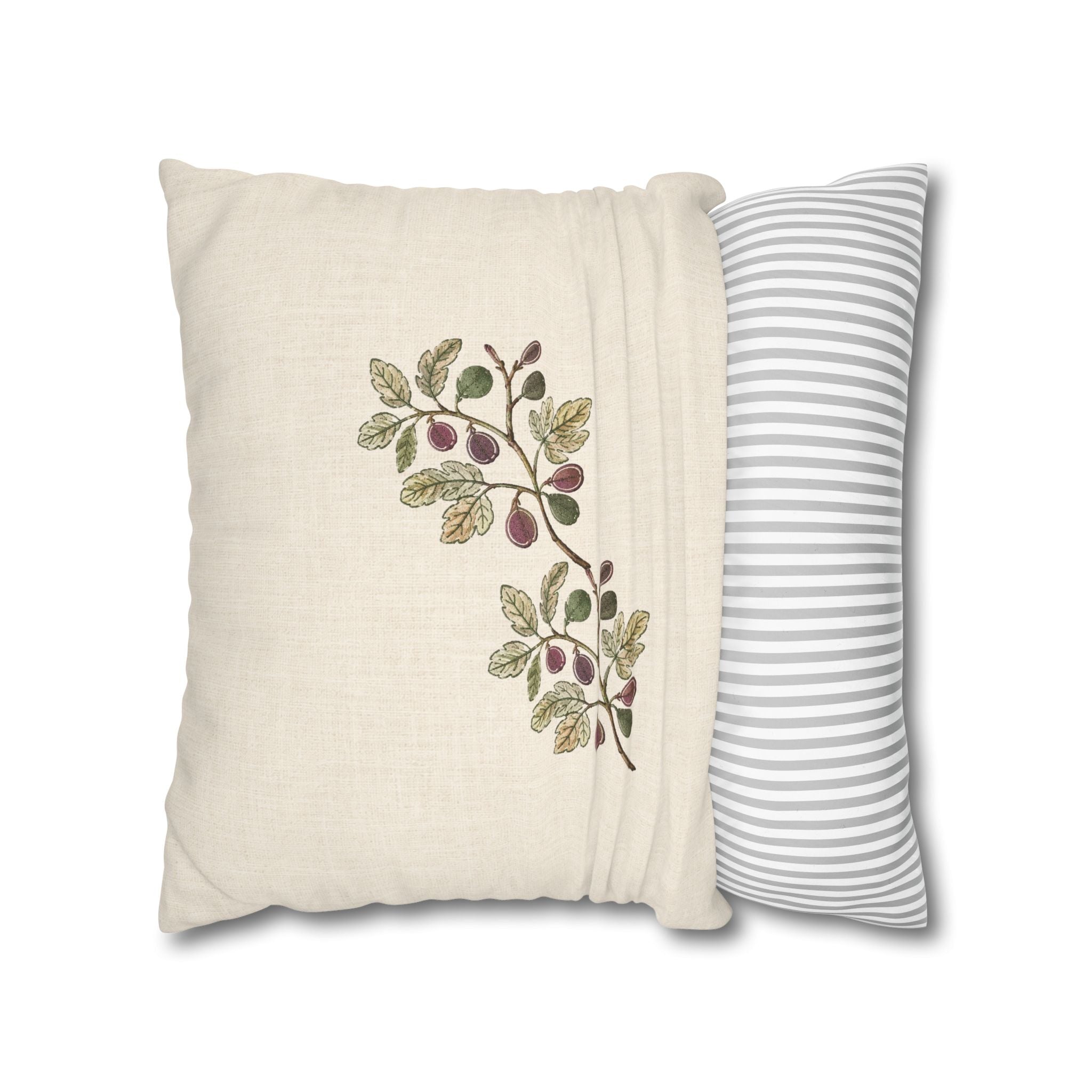 Botanical Fig Branch Decorative Pillowcase — Spun Polyester Square Accent Pillow Cover, Solen