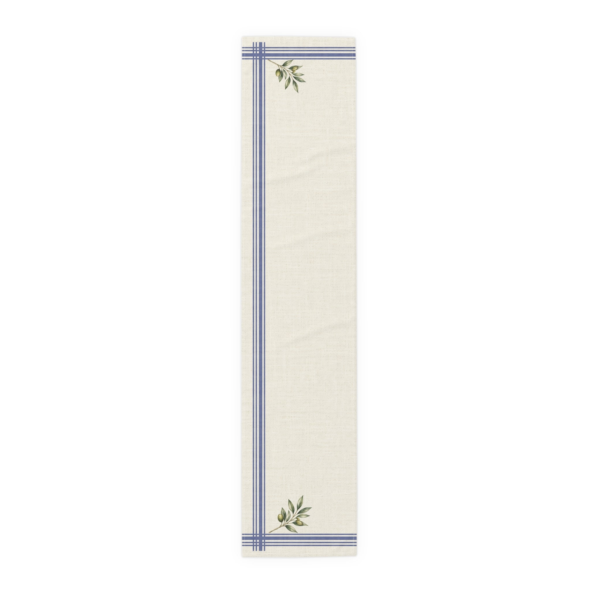 Lemon Sprig Cotton Table Runner, Cream Botanical Kitchen Decor, Mediterranean Citrus Dining Linen, Summer Table Runner, Solen