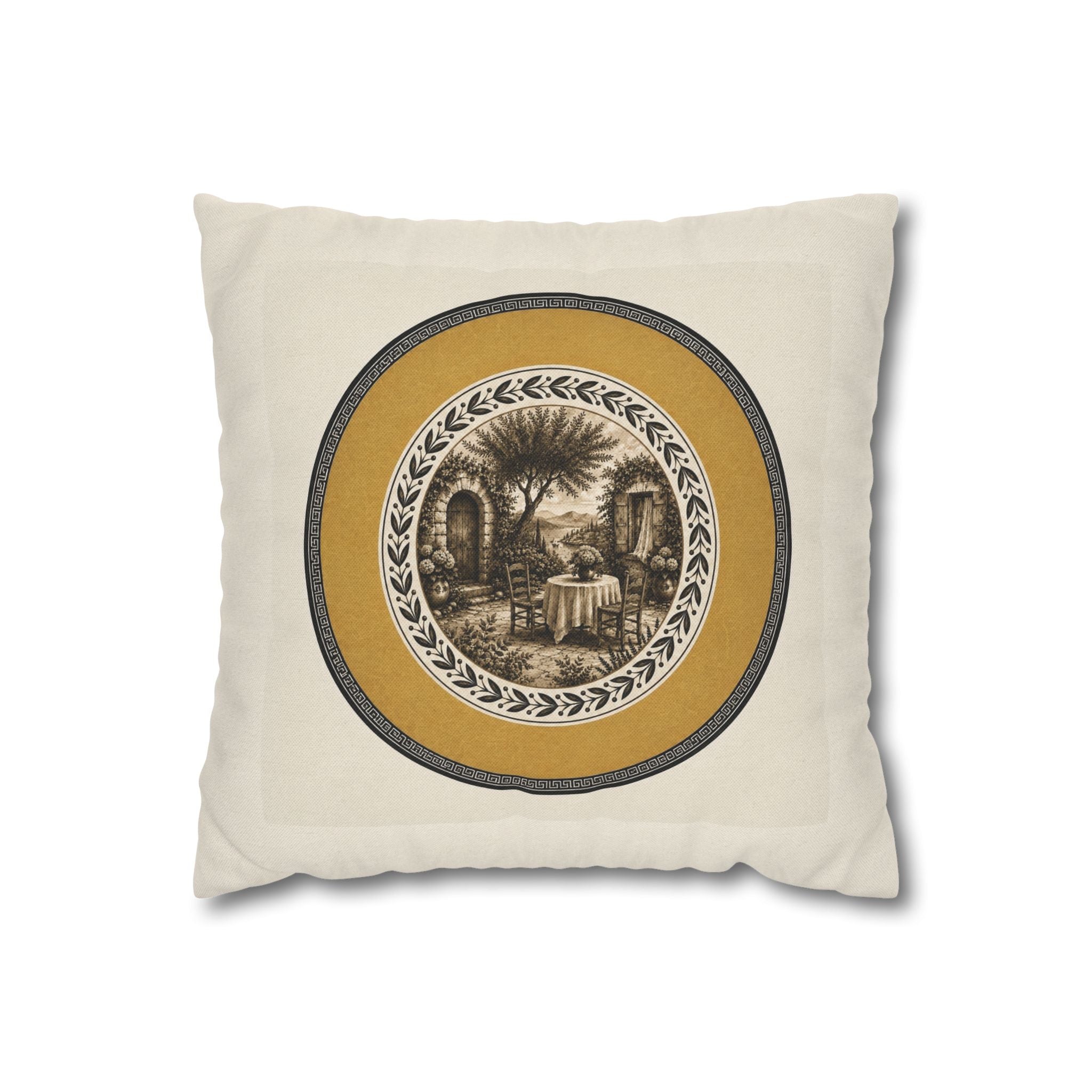 Laurel Medallion Throw Pillow - Mediterranean Decorative Cushion - Vintage Toile Accent Pillow - SOLEN ART