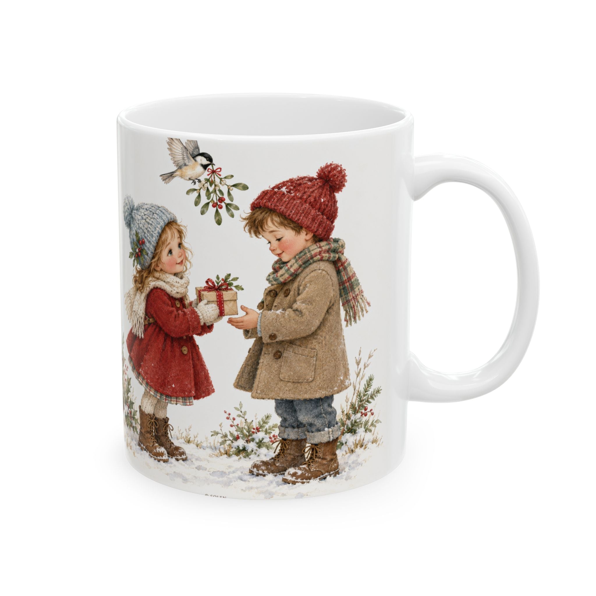 Christmas Kids Vintage Illustration Mug – Cozy Winter Children Holiday Ceramic Cup (11oz & 15oz)