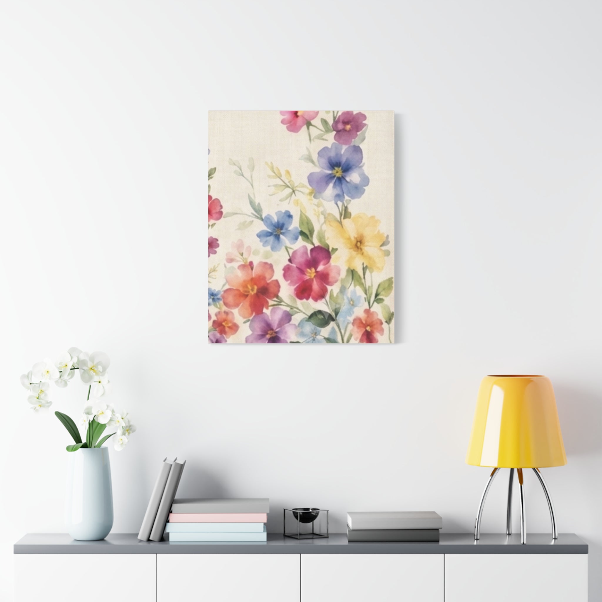 Wildflower Days Floral Canvas Wall Art, Watercolor Cottagecore Print, Meadow Flower Bedroom Decor, Botanical Spring Art, Solen