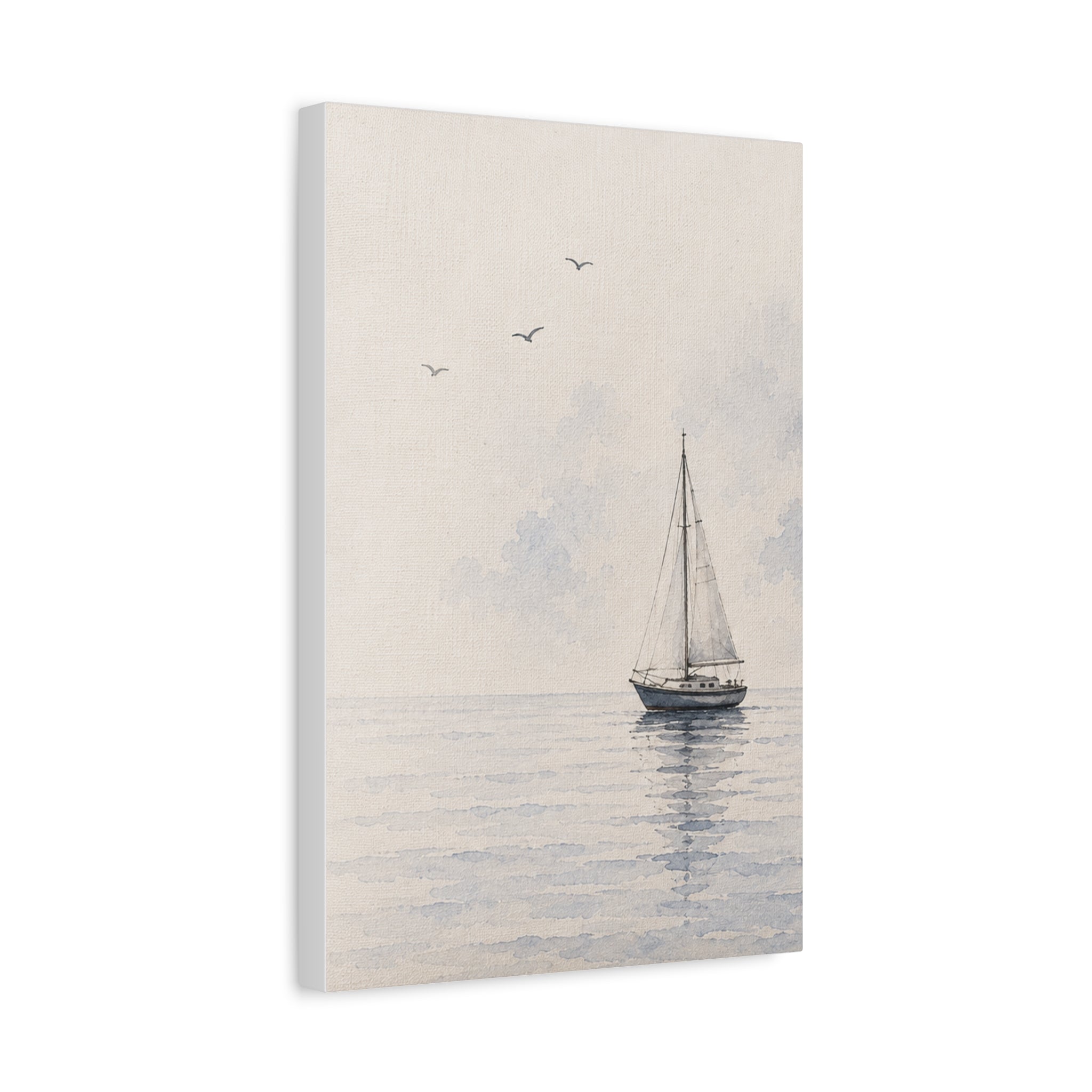 Sailboat Seascape Matte Canvas Print, Coastal Nautical Wall Art, Blue Ocean Boat Decor, Beach House Living Room Art, Solen