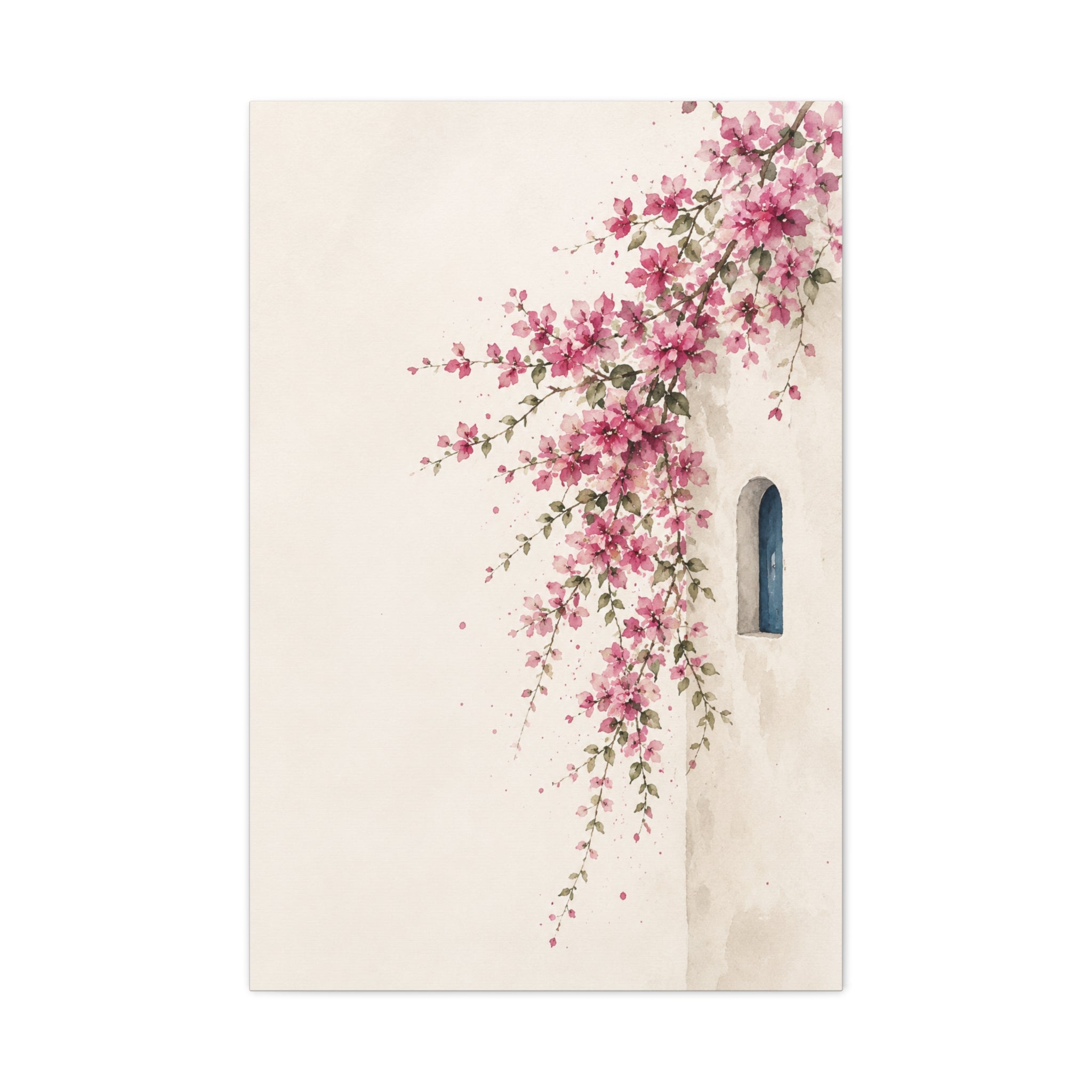 Floral Wall Canvas Print, Pink Bougainvillea Mediterranean Wall Art, Solen
