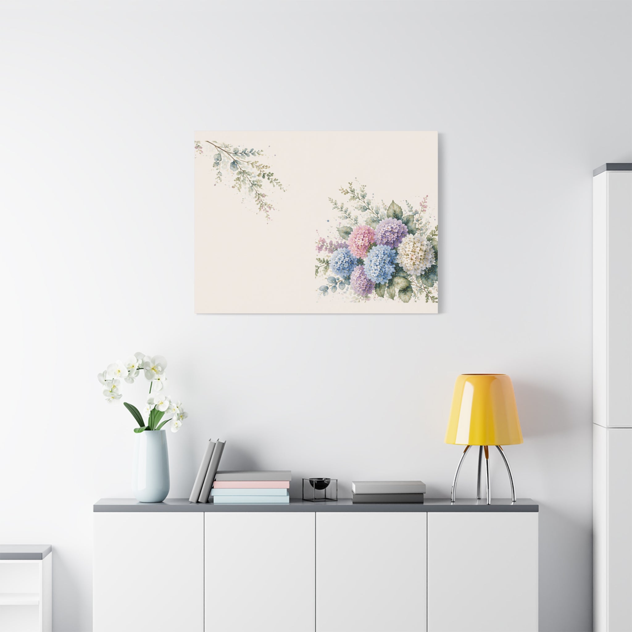 Hydrangea Dream Wall Art, Mediterranean Watercolor Floral Print, Solen
