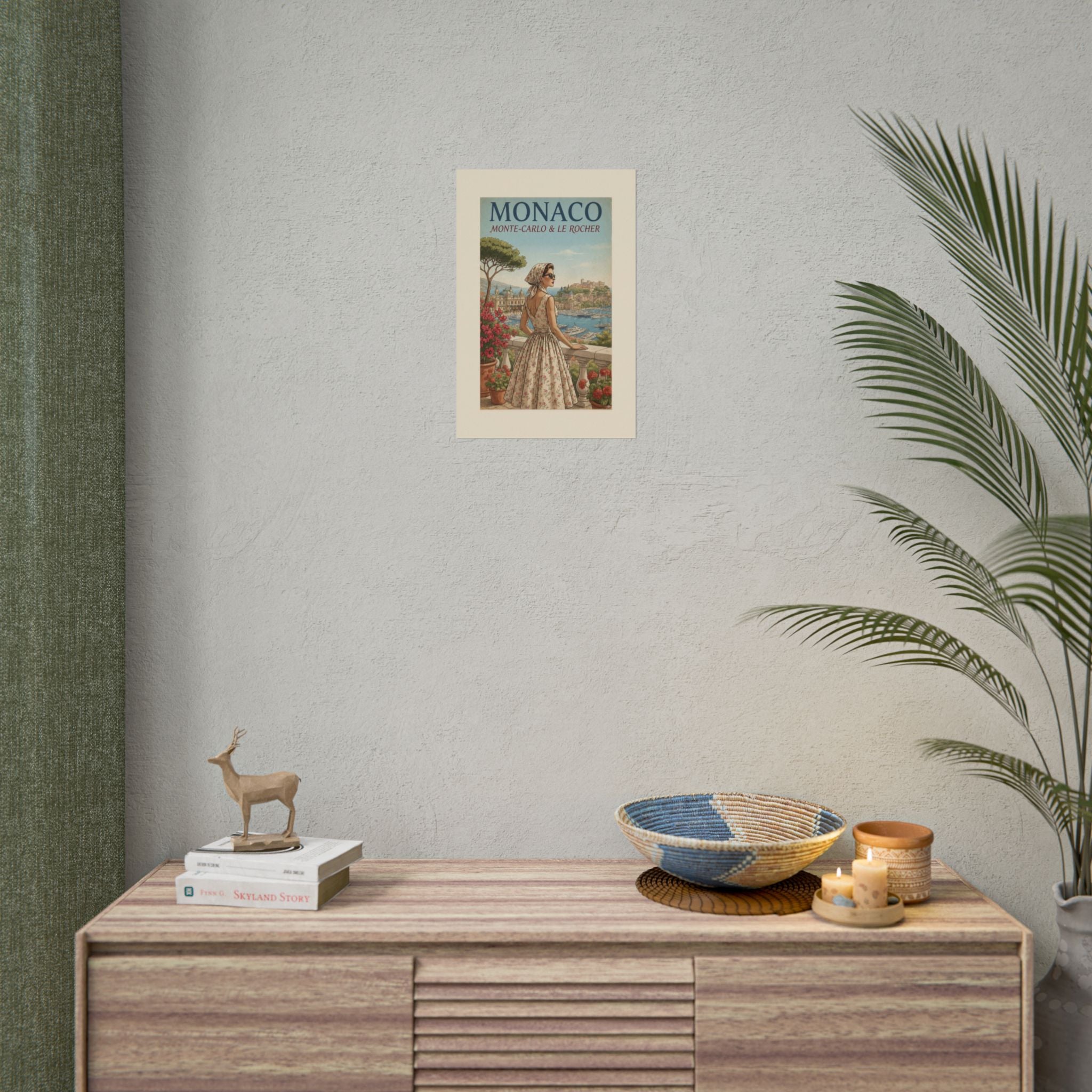 Monaco Poster, Vintage Riviera Travel Print, Monte Carlo Wall Art, Retro French Riviera Poster, Mid Century Travel Art, Solen