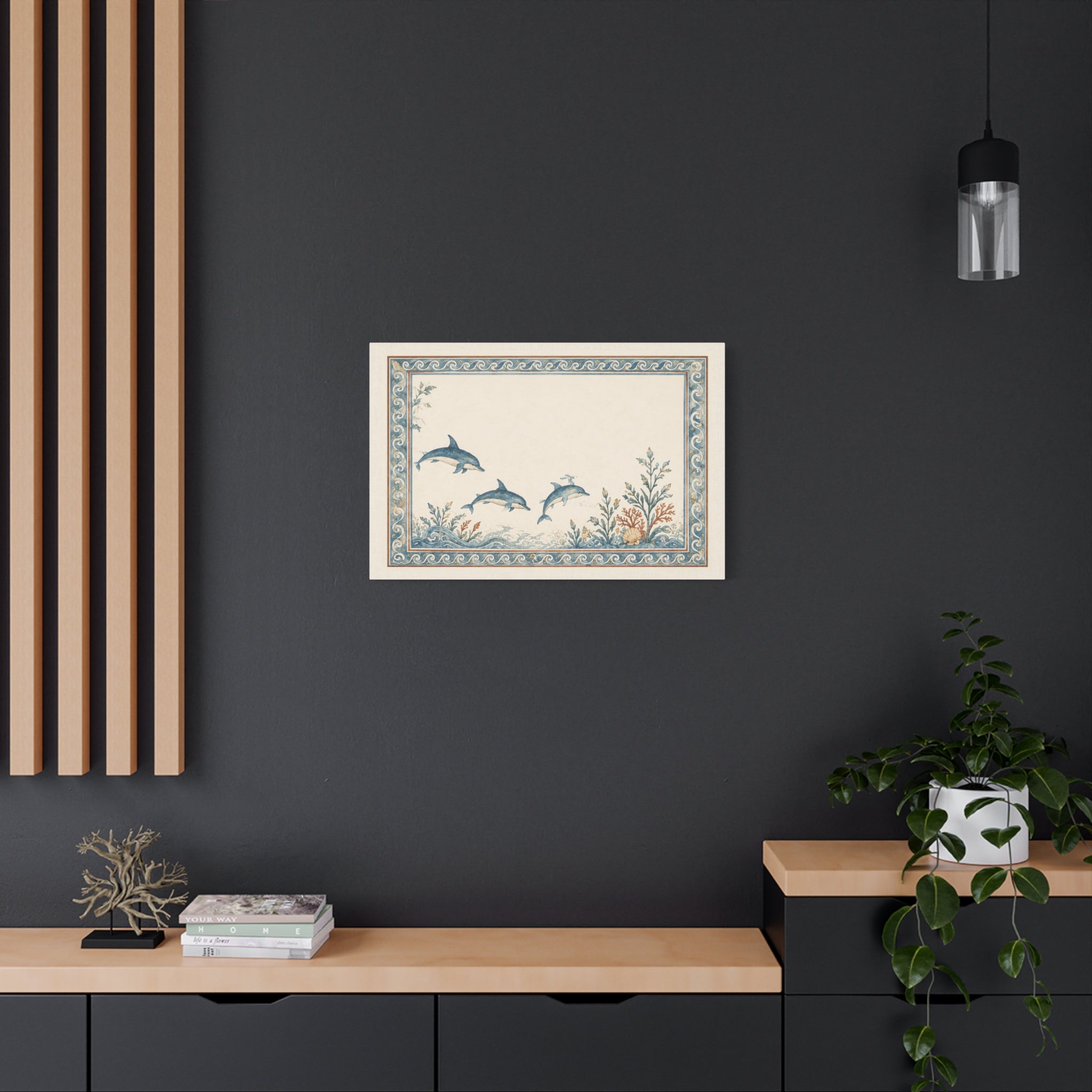 Mediterranean Dolphin Coastal Wall Art | Vintage Ocean Botanical Print | Solen