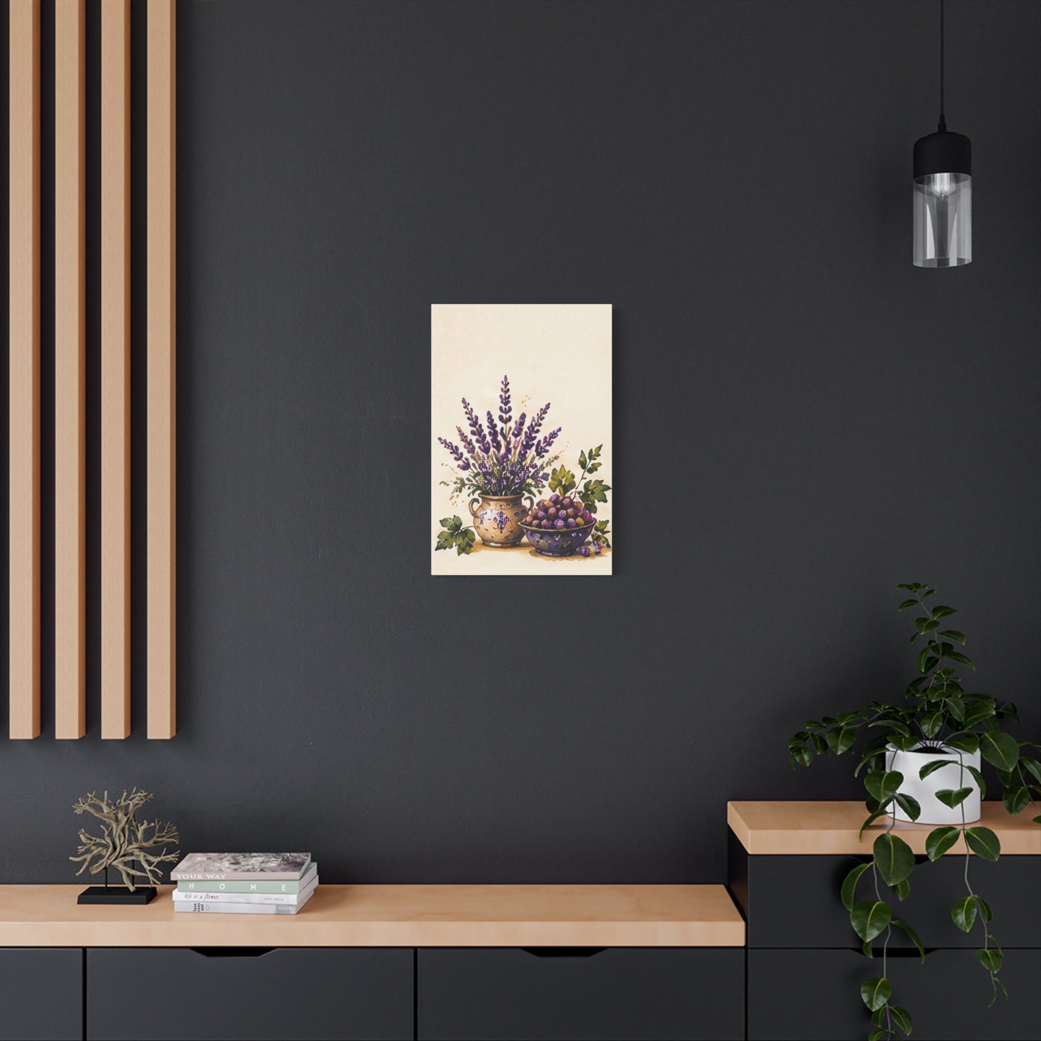 Lavender & Fruit Still Life Matte Canvas Wall Art, Tuscan Vineyard Kitchen Decor, Solen