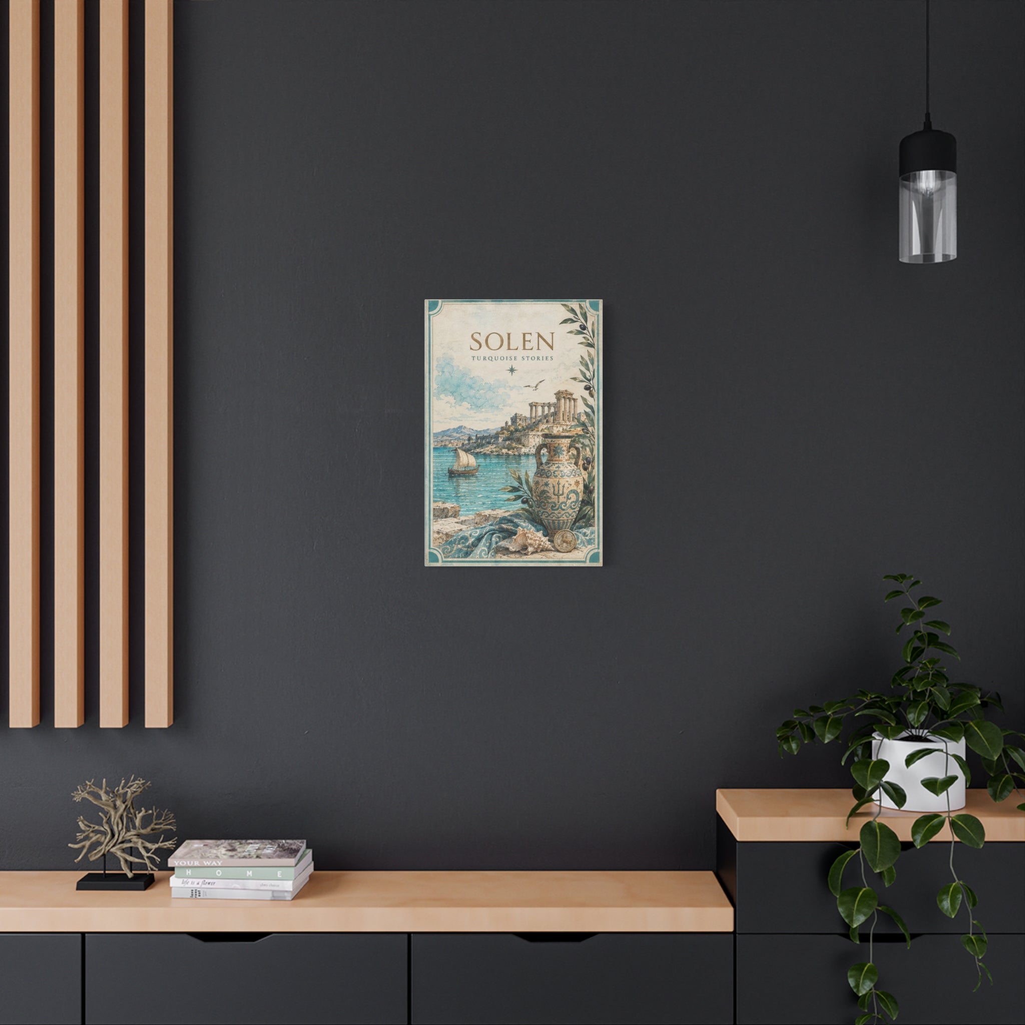 Turquoise Coastal Canvas Print, Aegean Blue Sea Wall Art, Mediterranean Summer Decor, Calm Ocean Living Room Art, Solen