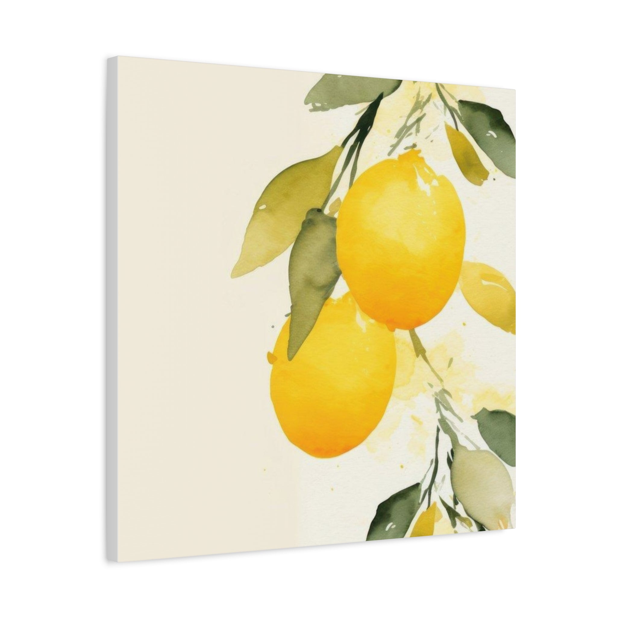 Lemon Botanical Canvas Wall Art, Mediterranean Citrus Print, Yellow Lemon Kitchen Decor, Watercolor Fruit Wall Art, Solen