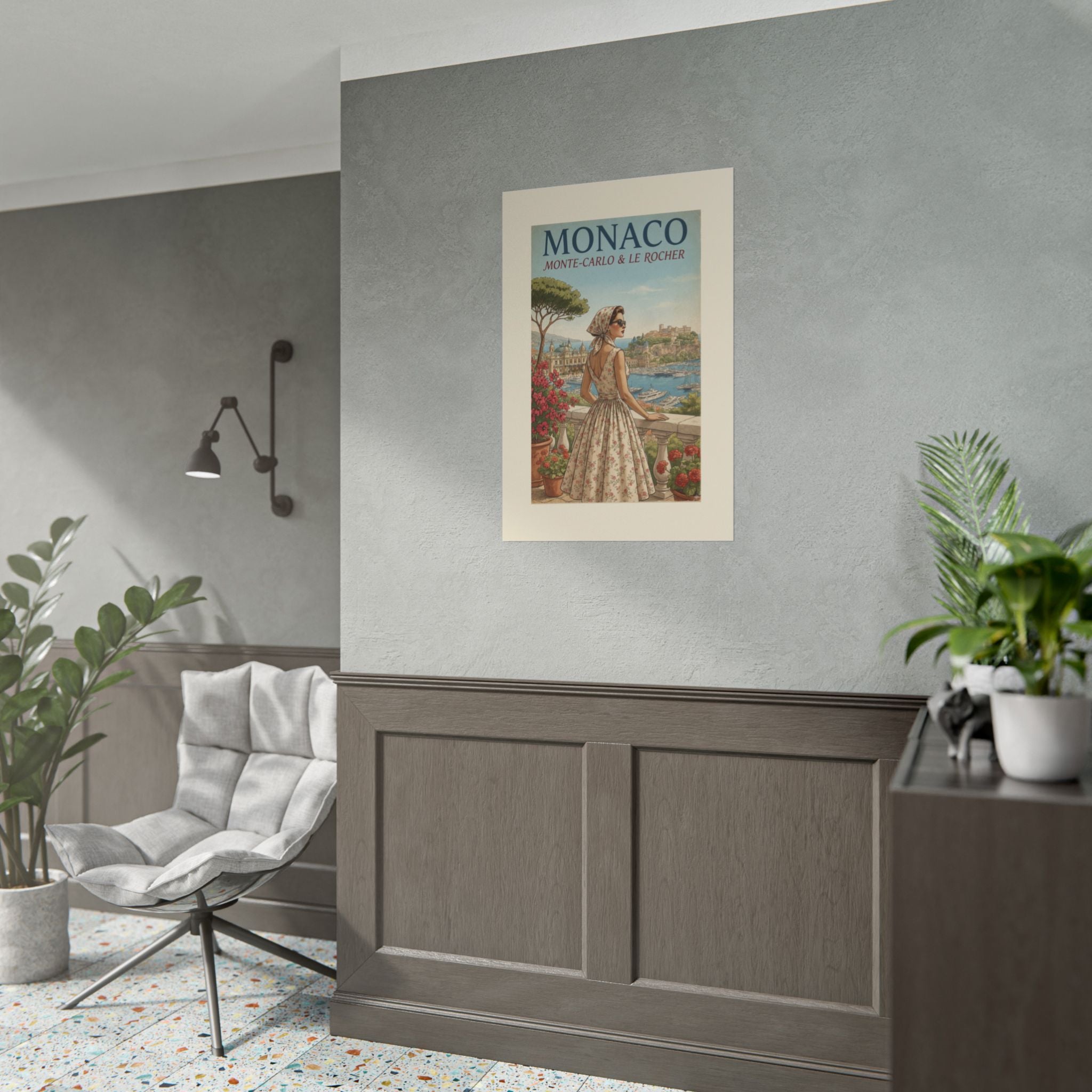 Monaco Poster, Vintage Riviera Travel Print, Monte Carlo Wall Art, Retro French Riviera Poster, Mid Century Travel Art, Solen