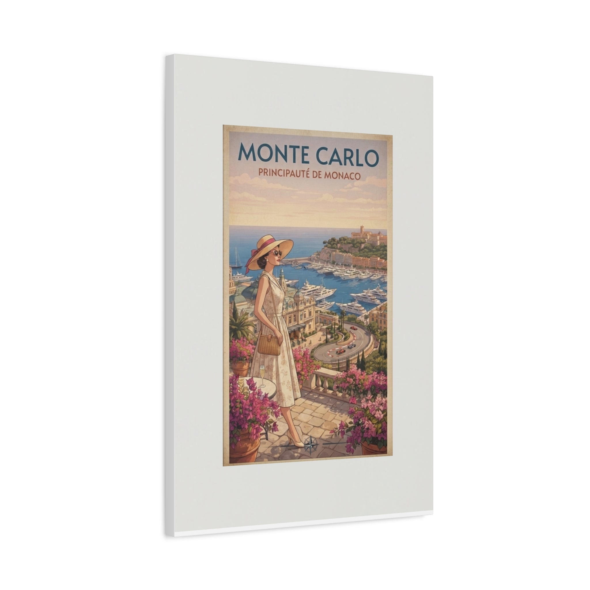 Monte Carlo Canvas Print, Vintage Monaco Travel Wall Art, French Riviera Decor, Retro Mid Century Coastal Canvas, Solen