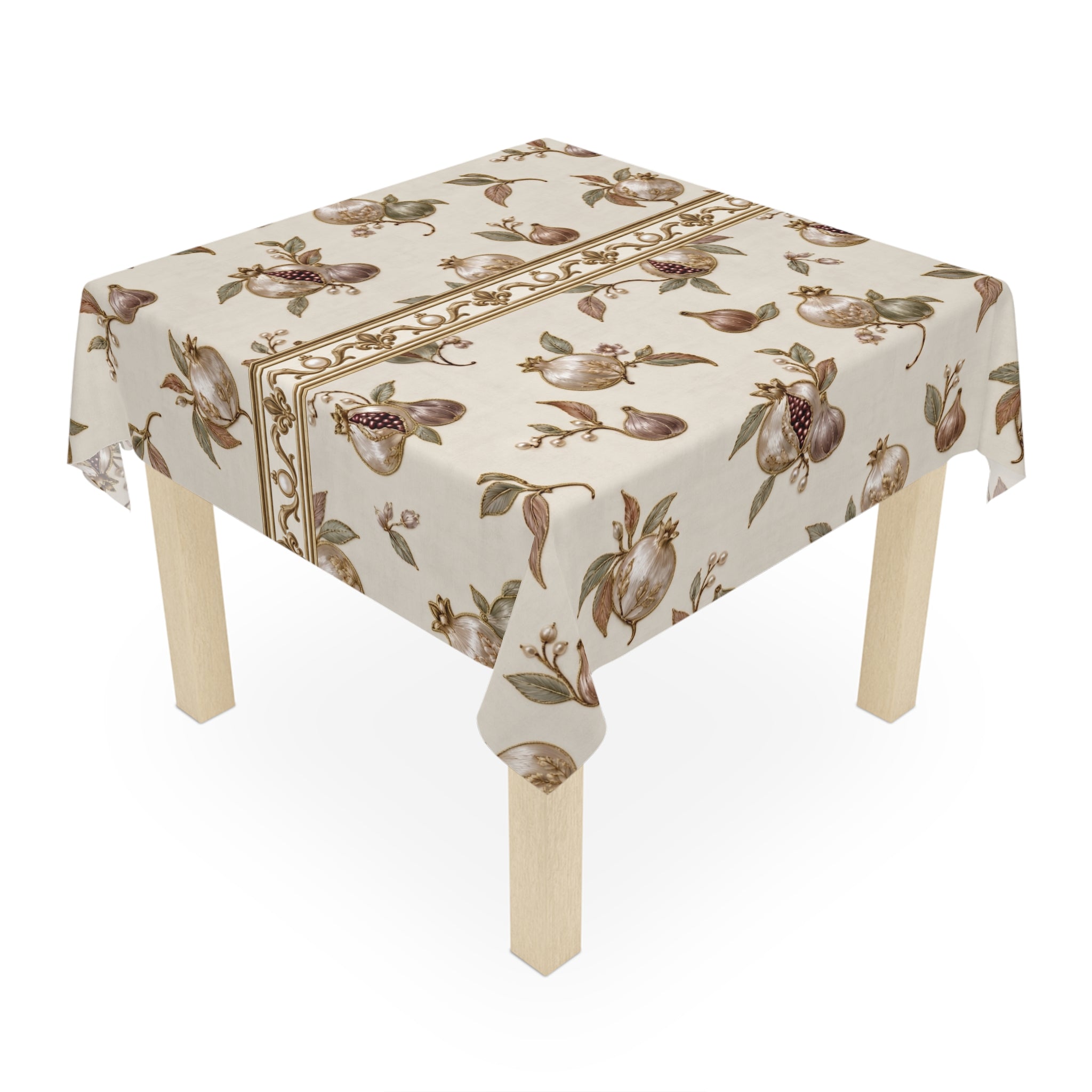 Elegant Square Pomegranate Tablecloth, Fig Botanical Kitchen Decor, Fall Hostess GiftThanksgiving Dinner Decor