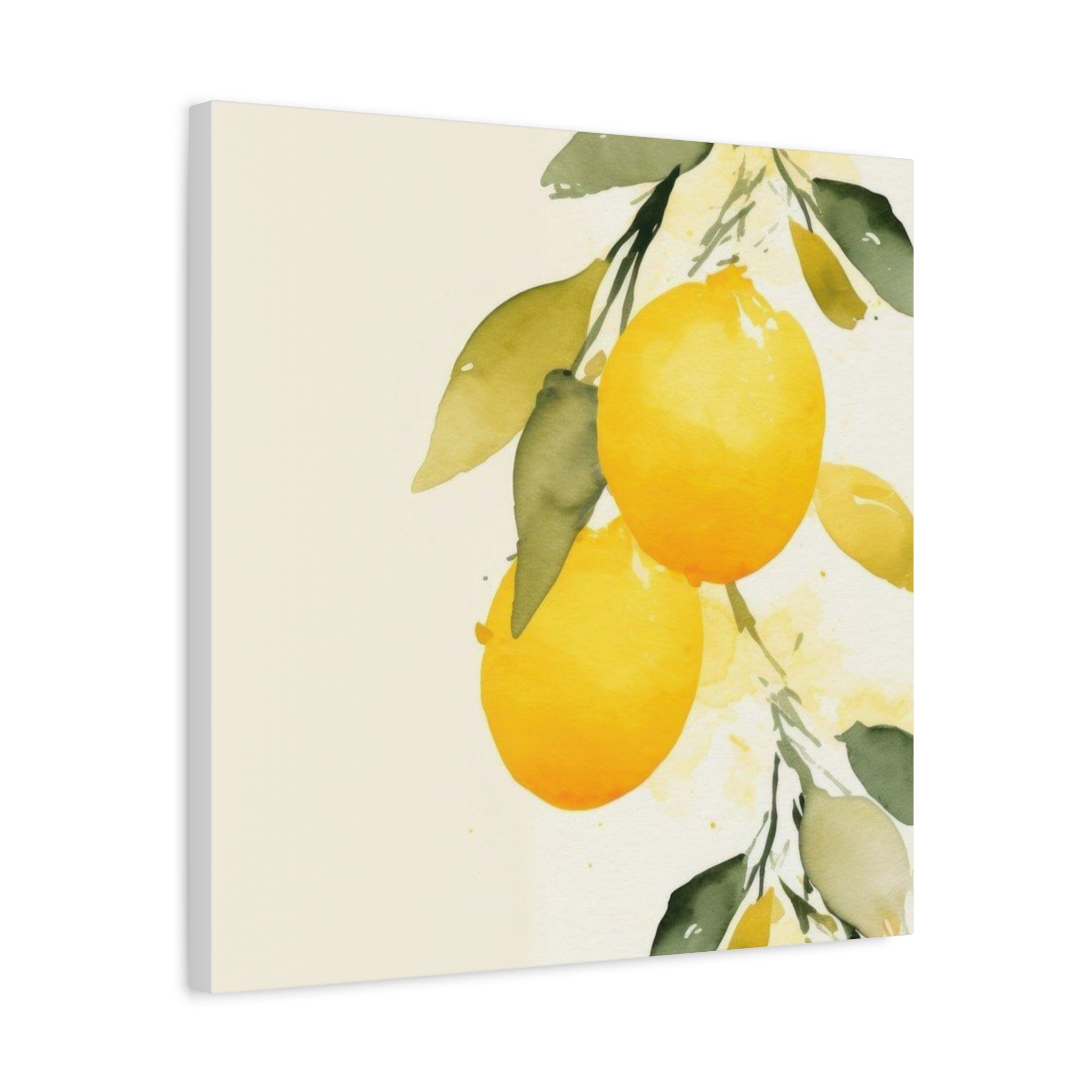 Lemon Botanical Canvas Wall Art, Mediterranean Citrus Print, Yellow Lemon Kitchen Decor, Watercolor Fruit Wall Art, Solen
