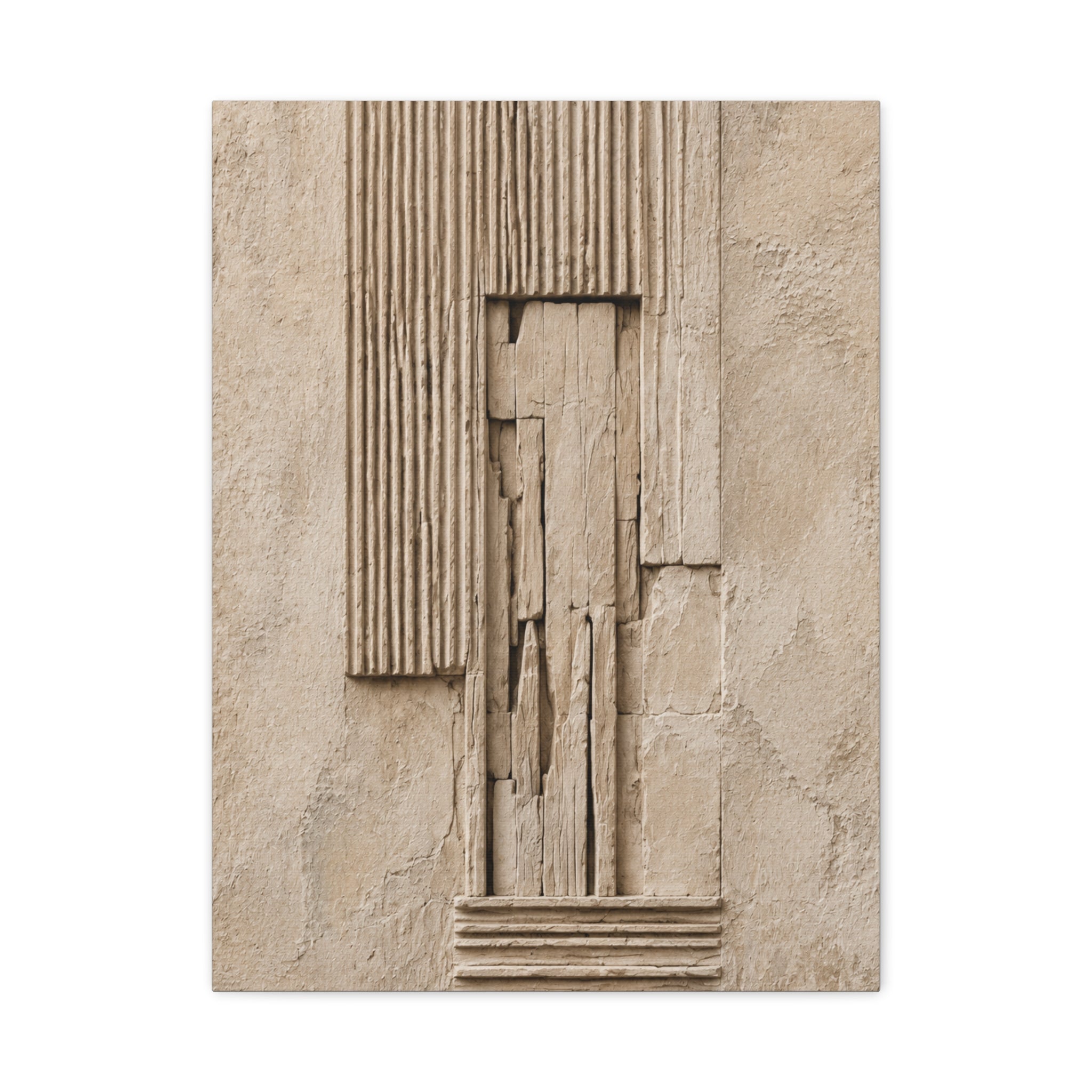 Abstract Textured Relief Canvas Wall Art, Neutral Beige Sculpture Panel Print, Modern Minimalist Decor, Organic Shape Art, Solen