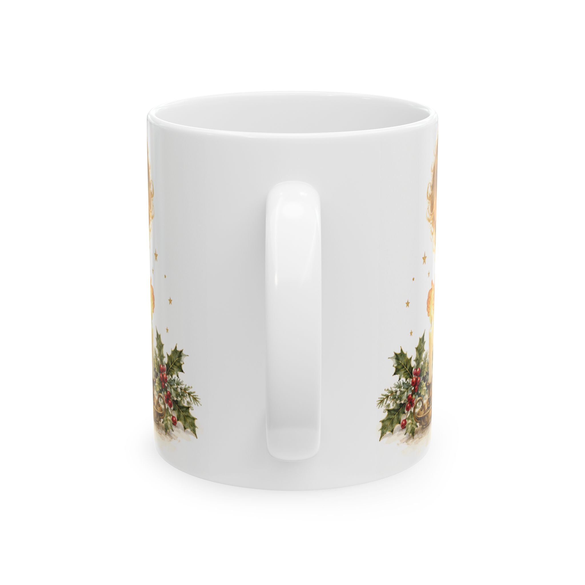 Angel Christmas Mug — Vintage Angel with Holly 11oz/15oz Ceramic Mug