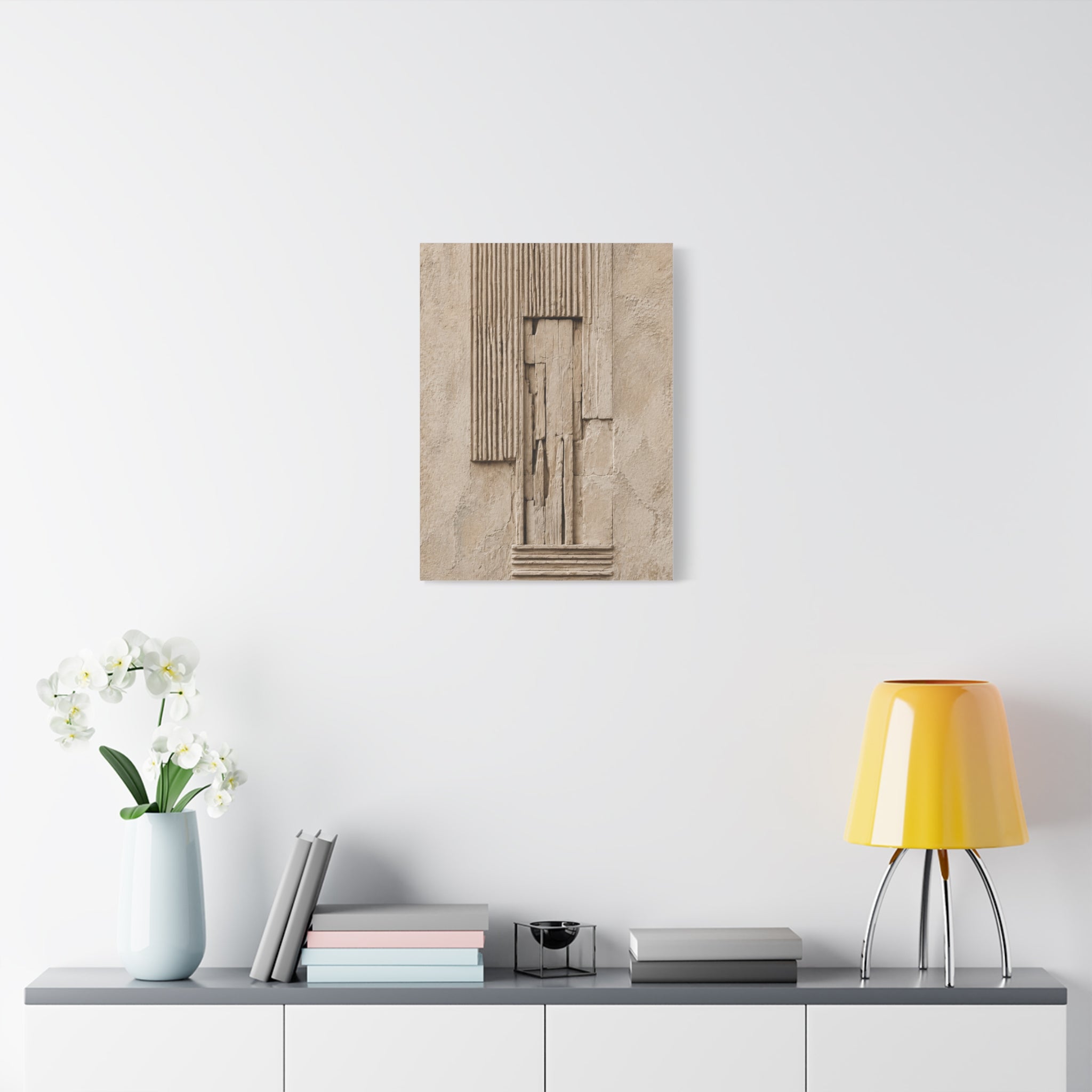 Abstract Textured Relief Canvas Wall Art, Neutral Beige Sculpture Panel Print, Modern Minimalist Decor, Organic Shape Art, Solen
