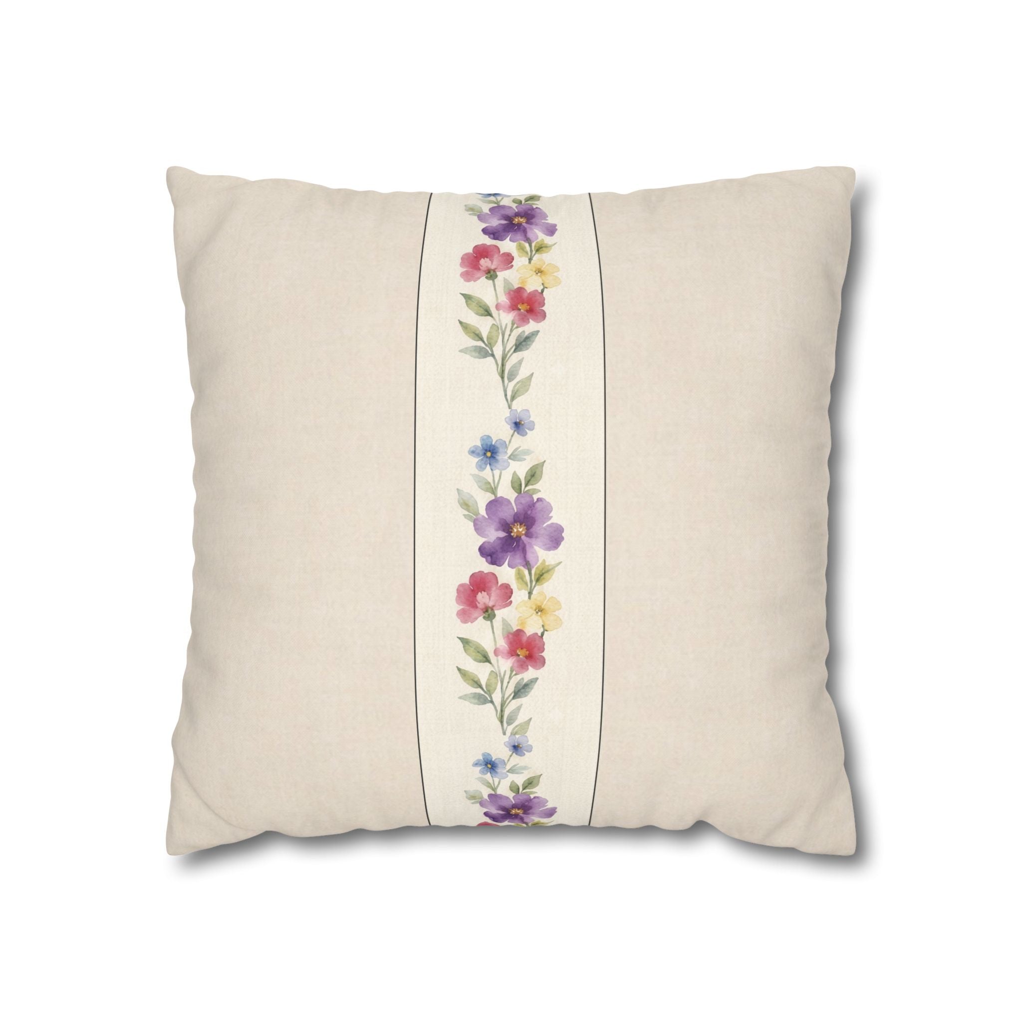 Wildflower Days Floral Throw Pillow Cover – Watercolor Cottagecore Cushion | Solen