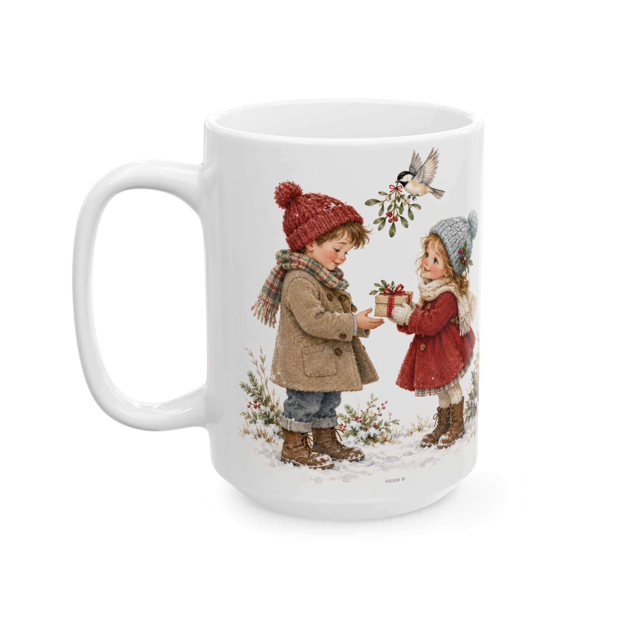 Christmas Kids Vintage Illustration Mug – Cozy Winter Children Holiday Ceramic Cup (11oz & 15oz)