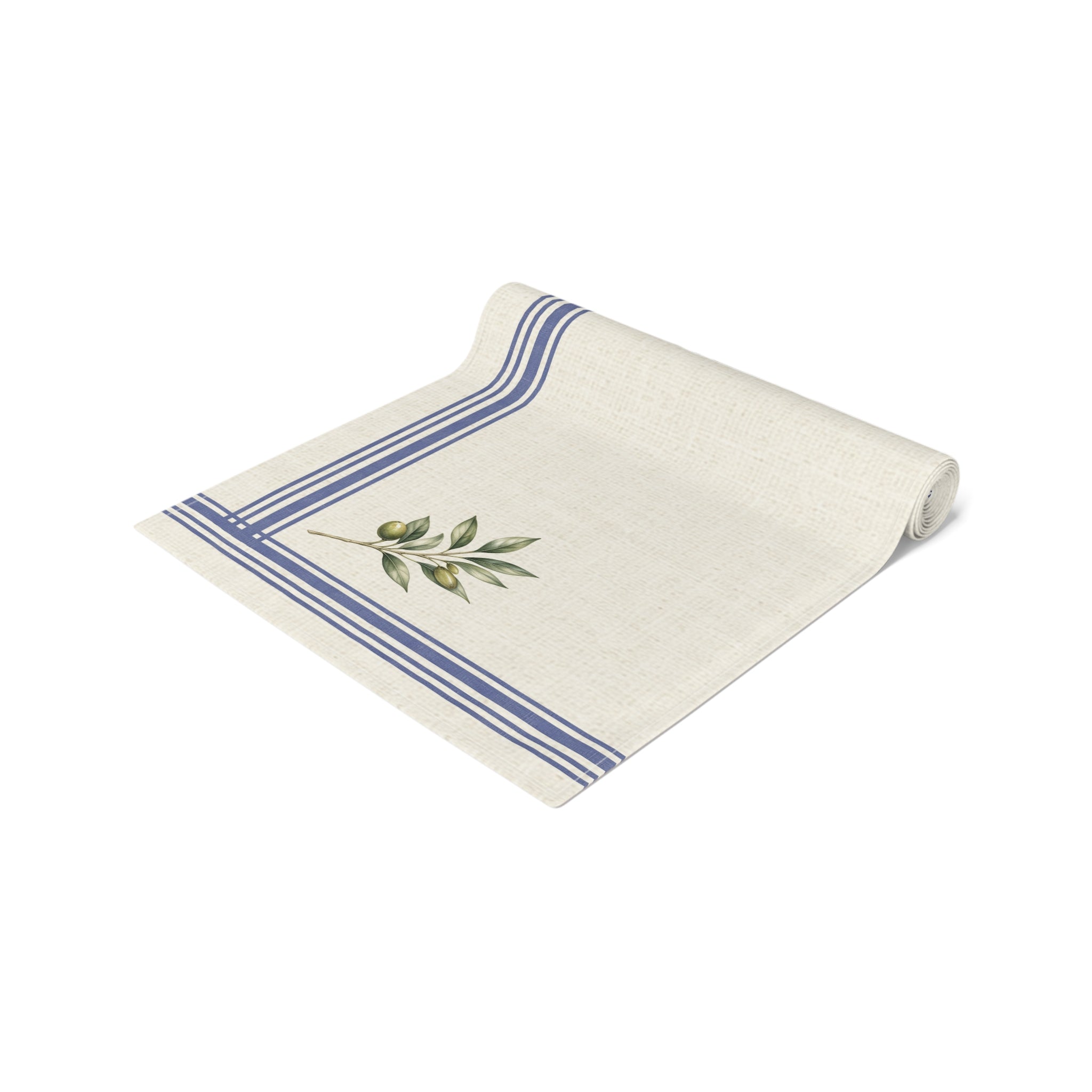 Lemon Sprig Cotton Table Runner, Cream Botanical Kitchen Decor, Mediterranean Citrus Dining Linen, Summer Table Runner, Solen