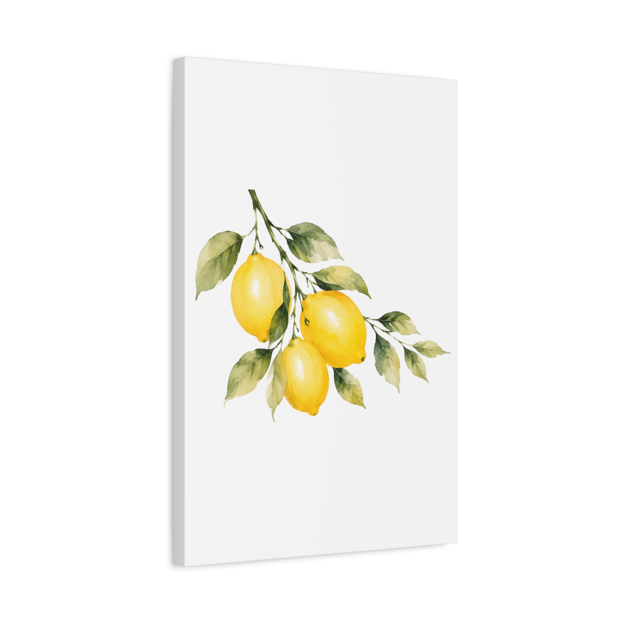 Lemon Branch Watercolor Canvas Print, Mediterranean Citrus Wall Art, Yellow Lemon Kitchen Decor, Golden Hour Botanical Art, Solen