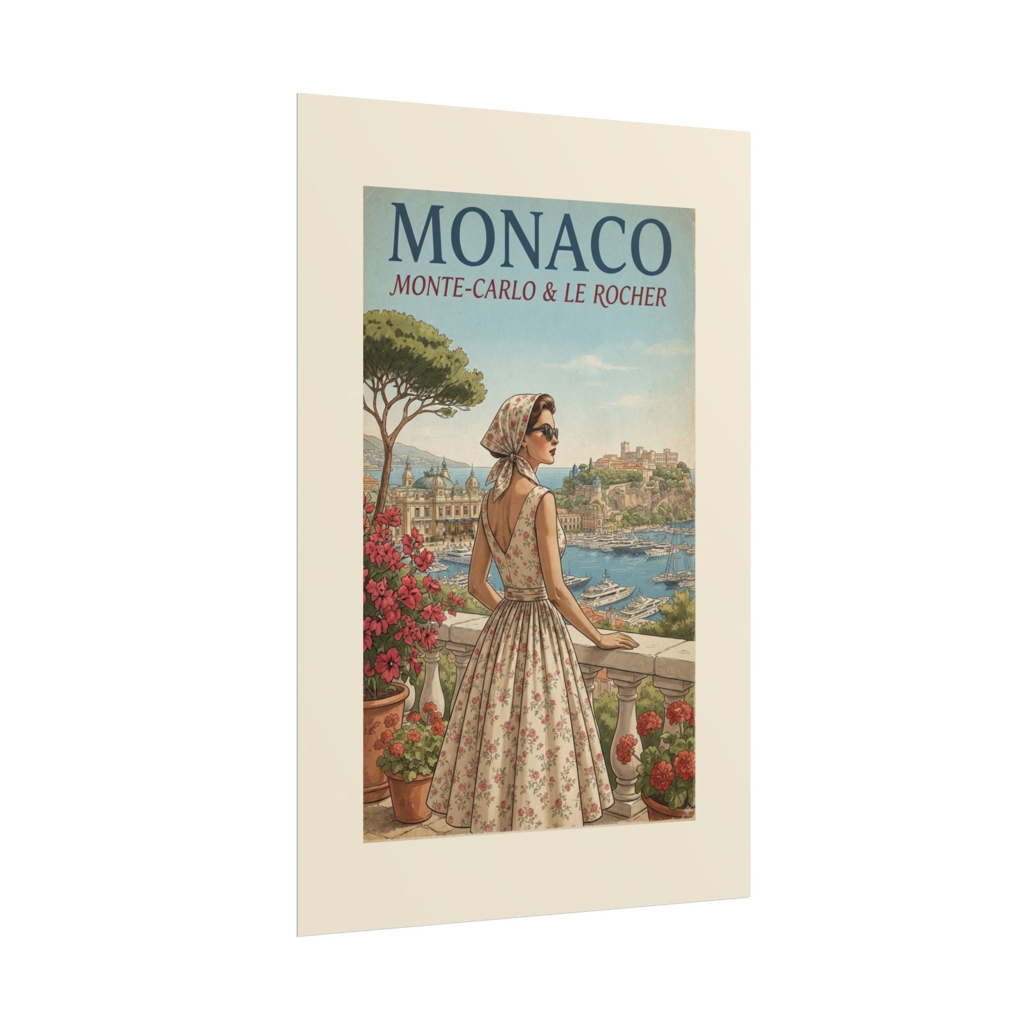 Monaco Poster, Vintage Riviera Travel Print, Monte Carlo Wall Art, Retro French Riviera Poster, Mid Century Travel Art, Solen
