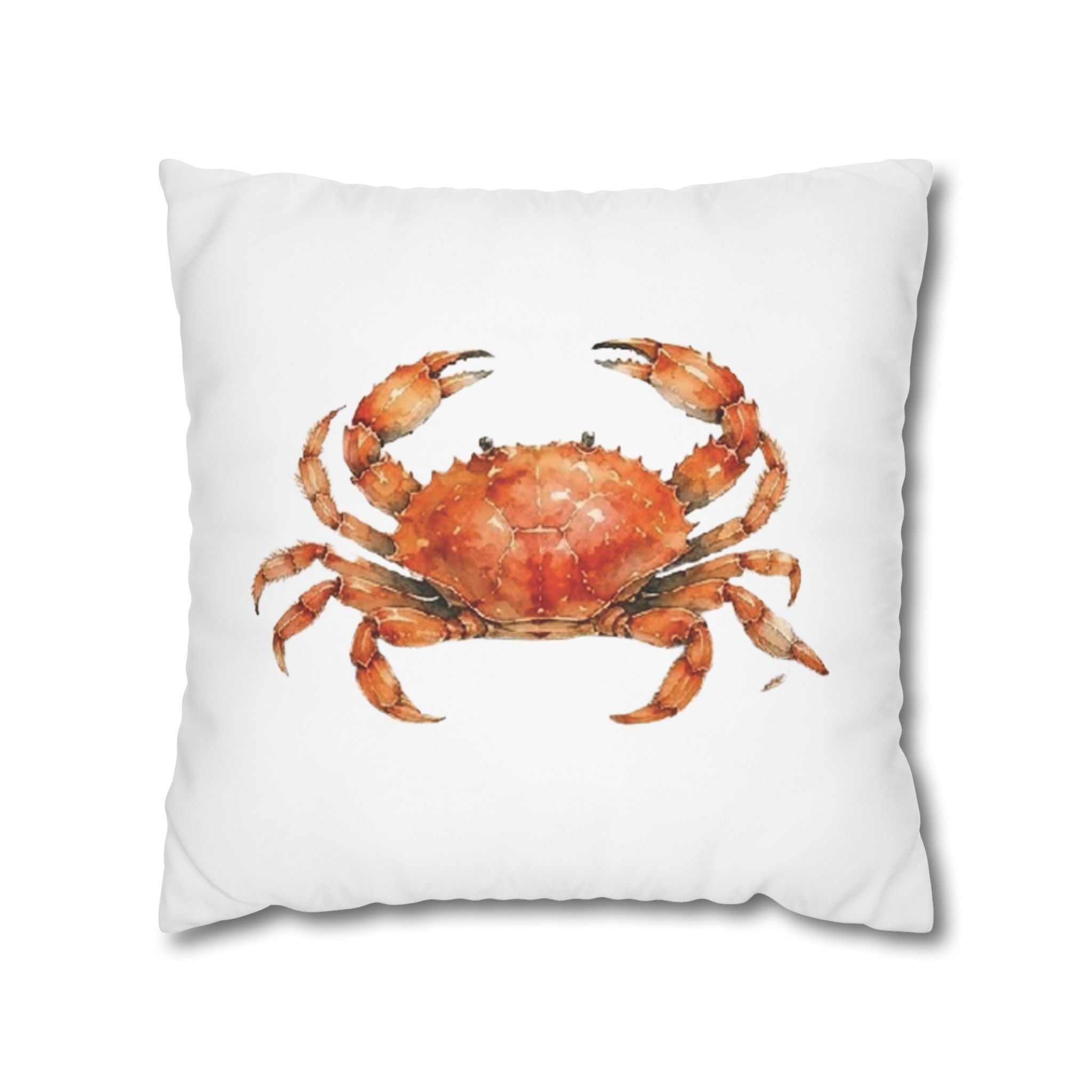 Crab Watercolor Throw Pillowcase — Coastal Beach Home Decor - Solen