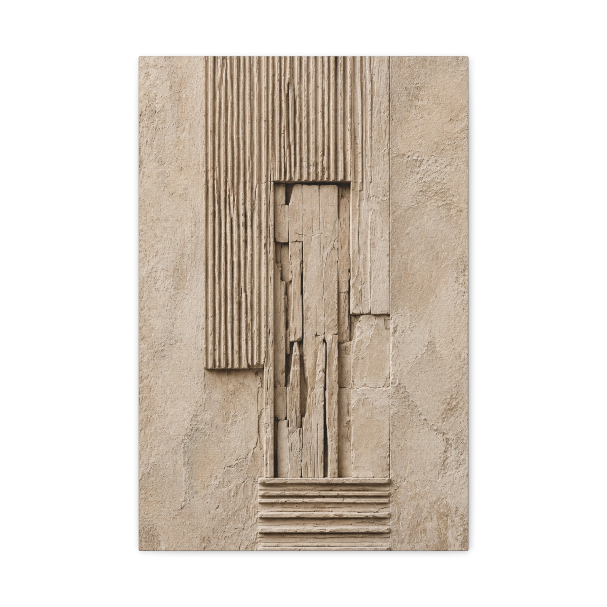 Abstract Textured Relief Canvas Wall Art, Neutral Beige Sculpture Panel Print, Modern Minimalist Decor, Organic Shape Art, Solen