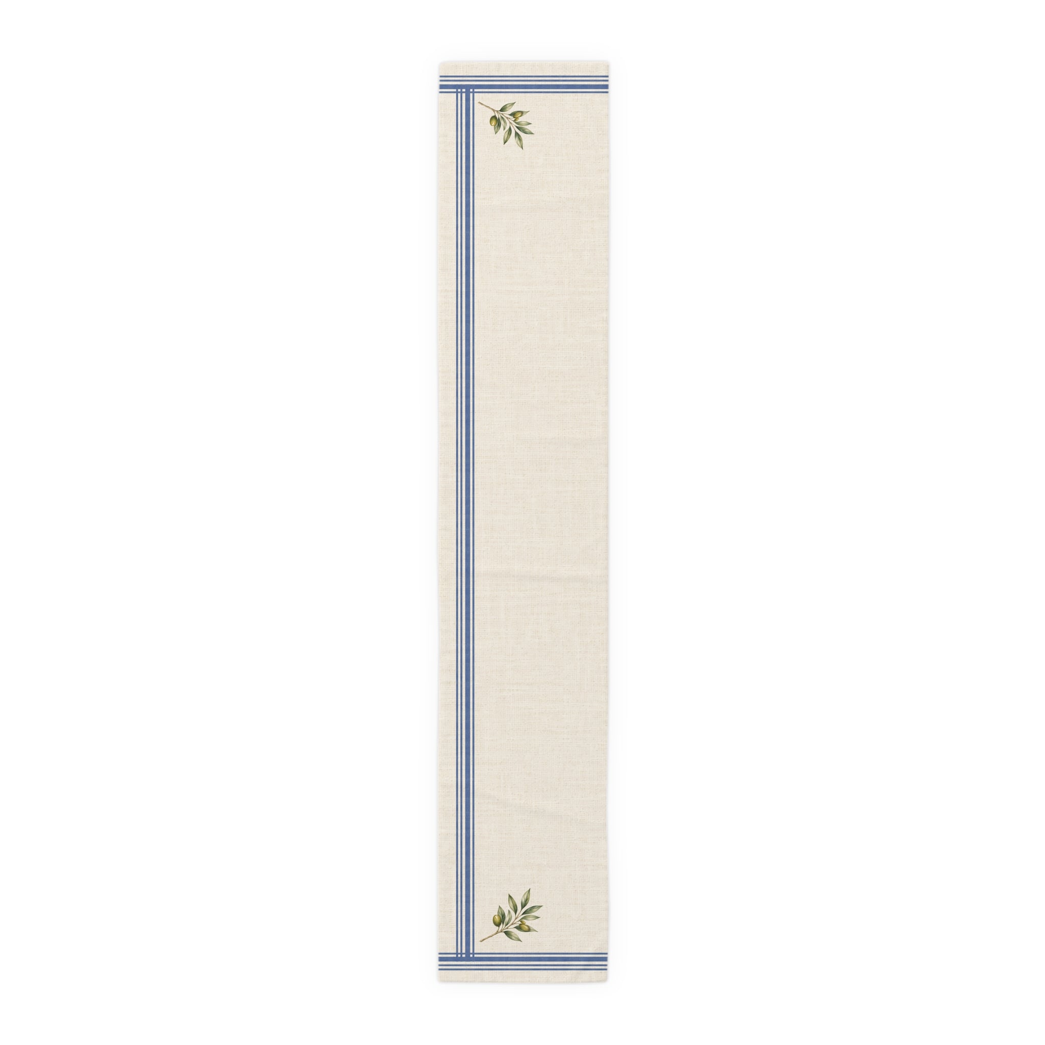 Lemon Sprig Cotton Table Runner, Cream Botanical Kitchen Decor, Mediterranean Citrus Dining Linen, Summer Table Runner, Solen