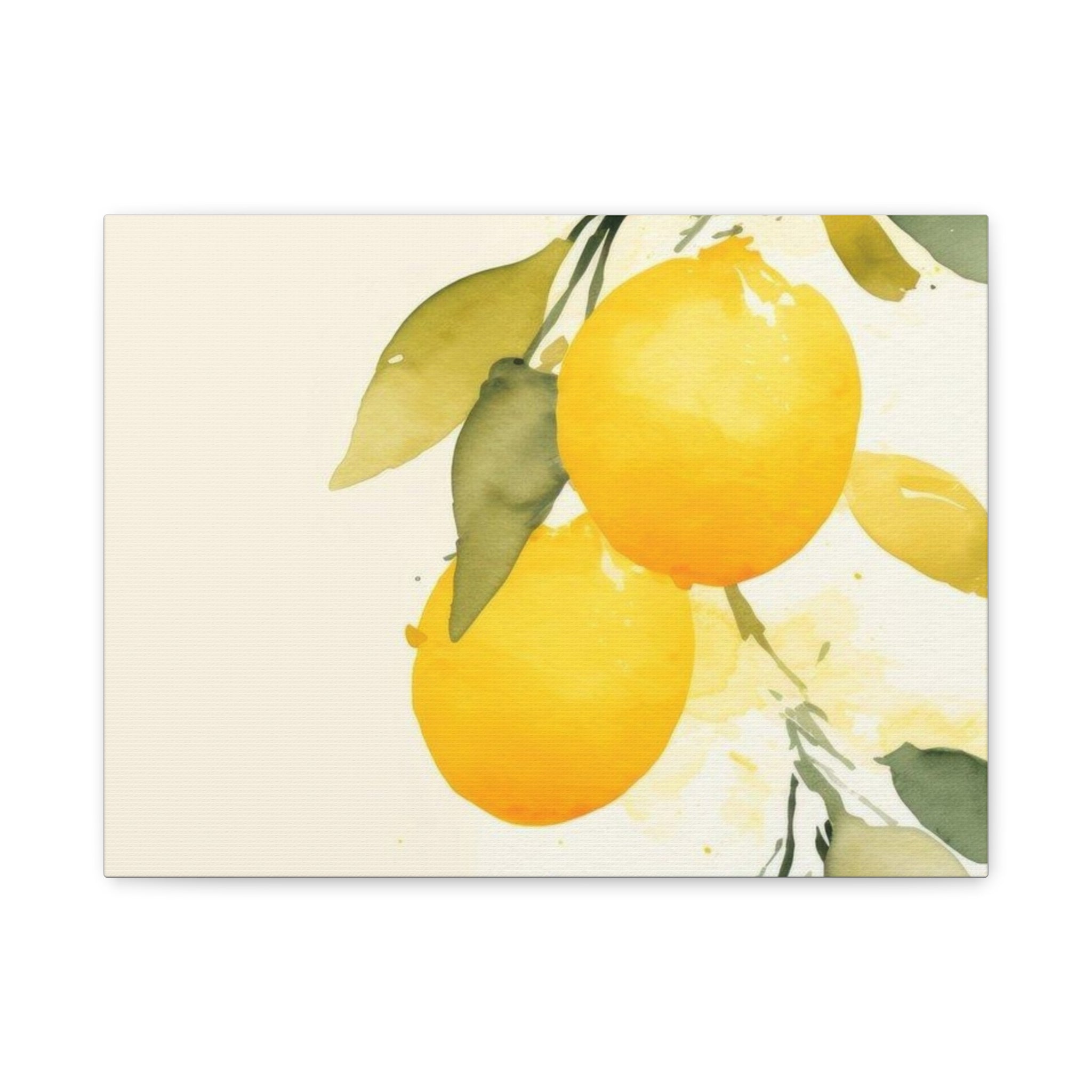 Lemon Botanical Canvas Wall Art, Mediterranean Citrus Print, Yellow Lemon Kitchen Decor, Watercolor Fruit Wall Art, Solen