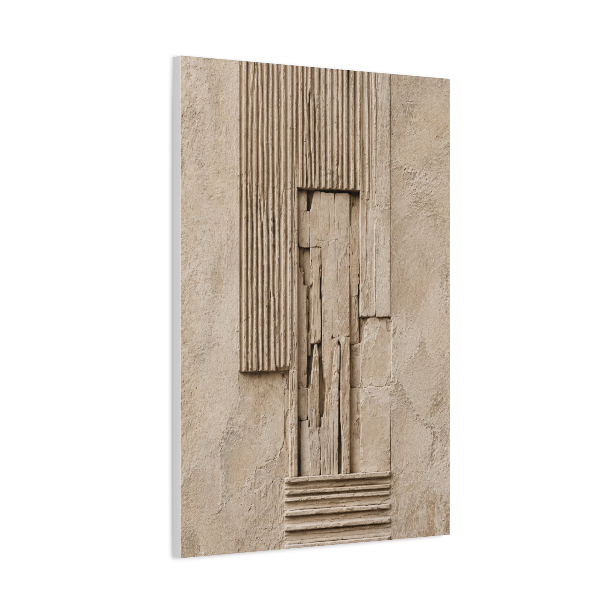 Abstract Textured Relief Canvas Wall Art, Neutral Beige Sculpture Panel Print, Modern Minimalist Decor, Organic Shape Art, Solen