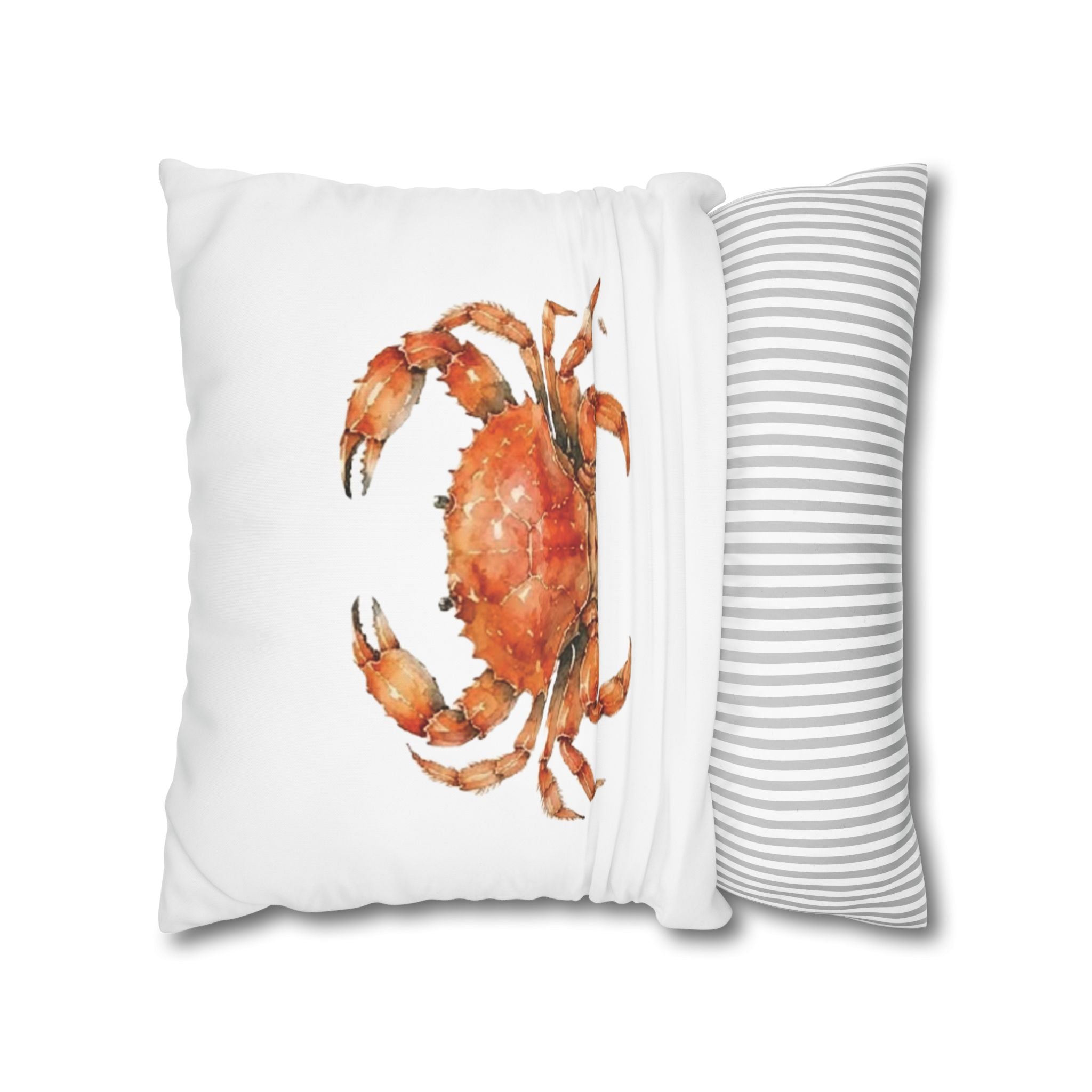 Crab Watercolor Throw Pillowcase — Coastal Beach Home Decor - Solen
