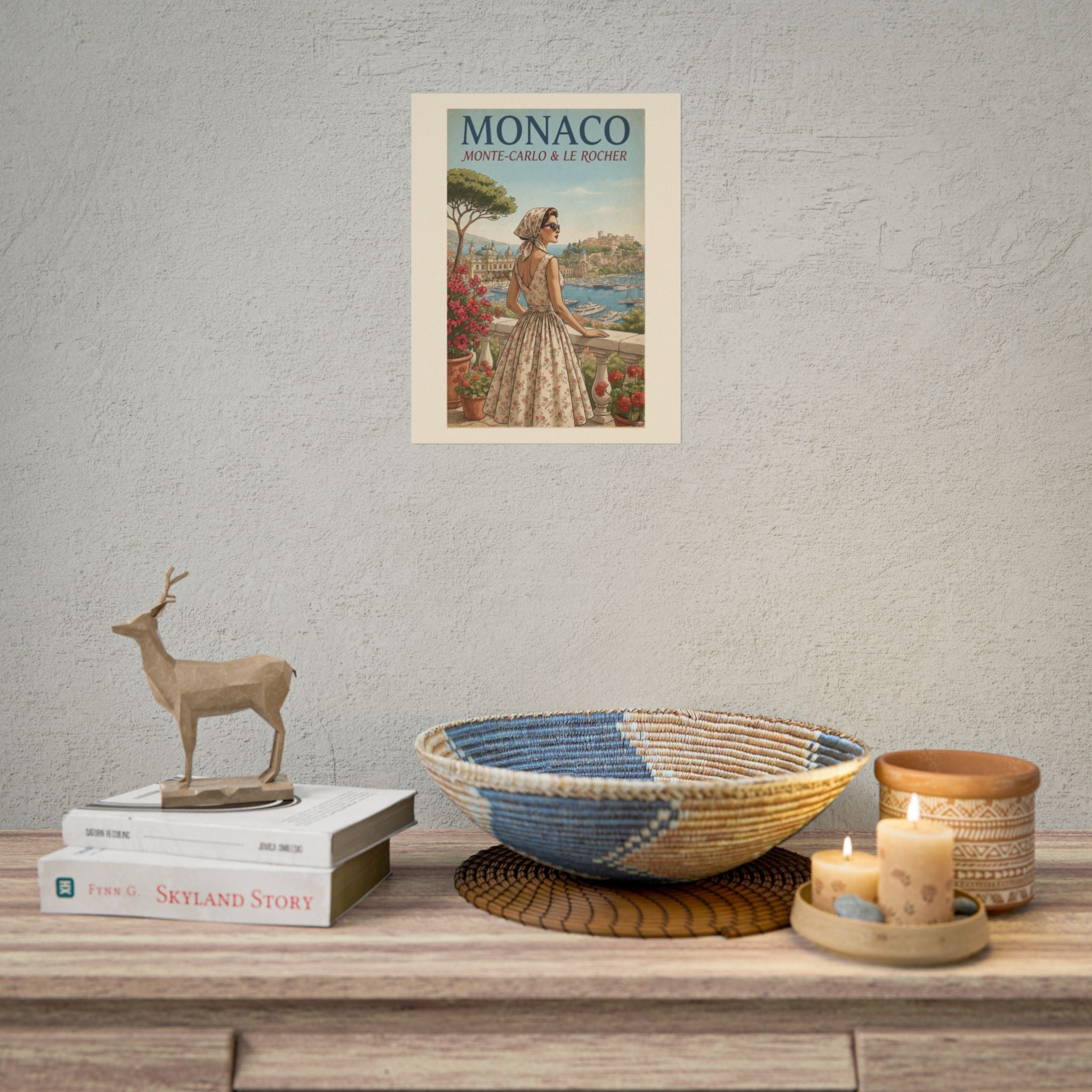 Monaco Poster, Vintage Riviera Travel Print, Monte Carlo Wall Art, Retro French Riviera Poster, Mid Century Travel Art, Solen