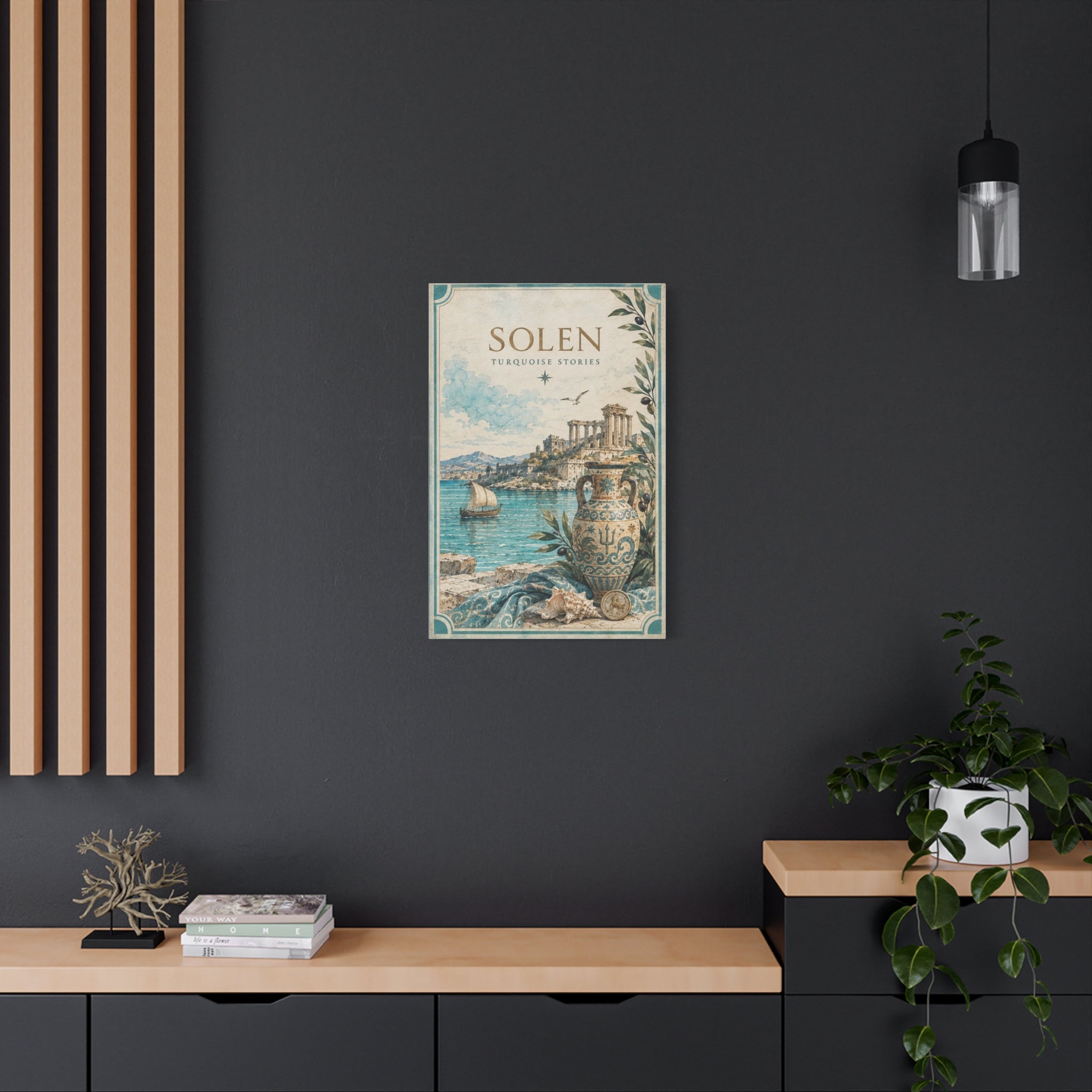 Turquoise Coastal Canvas Print, Aegean Blue Sea Wall Art, Mediterranean Summer Decor, Calm Ocean Living Room Art, Solen