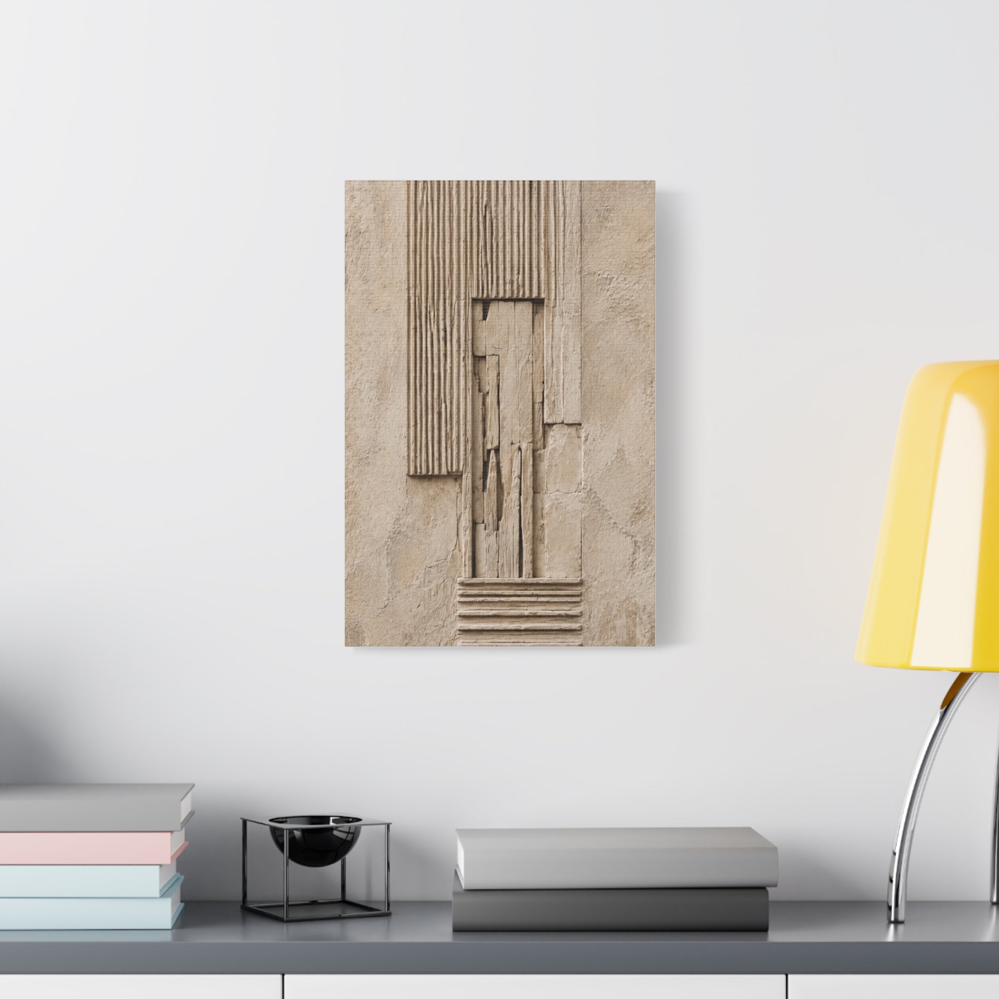 Abstract Textured Relief Canvas Wall Art, Neutral Beige Sculpture Panel Print, Modern Minimalist Decor, Organic Shape Art, Solen