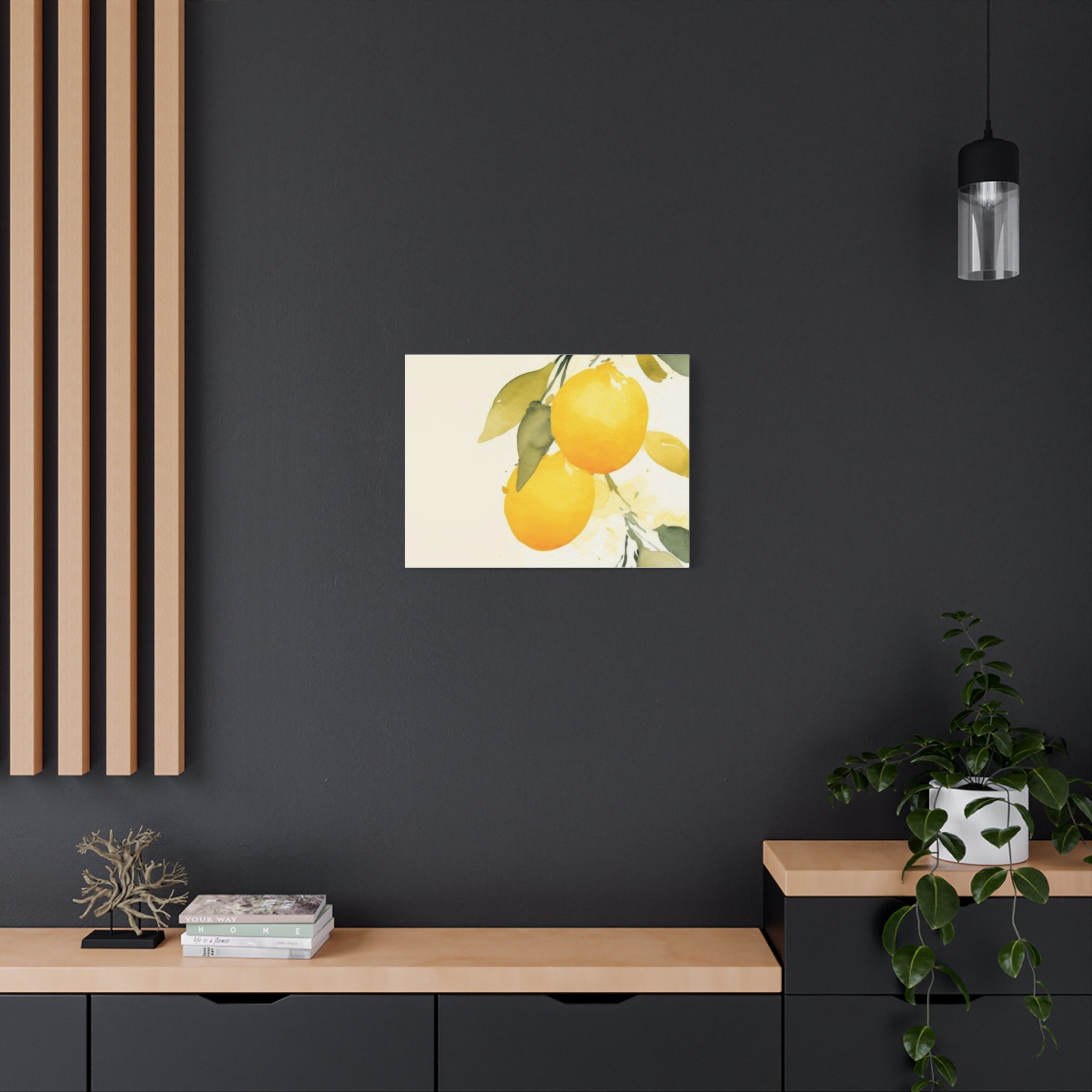Lemon Botanical Canvas Wall Art, Mediterranean Citrus Print, Yellow Lemon Kitchen Decor, Watercolor Fruit Wall Art, Solen