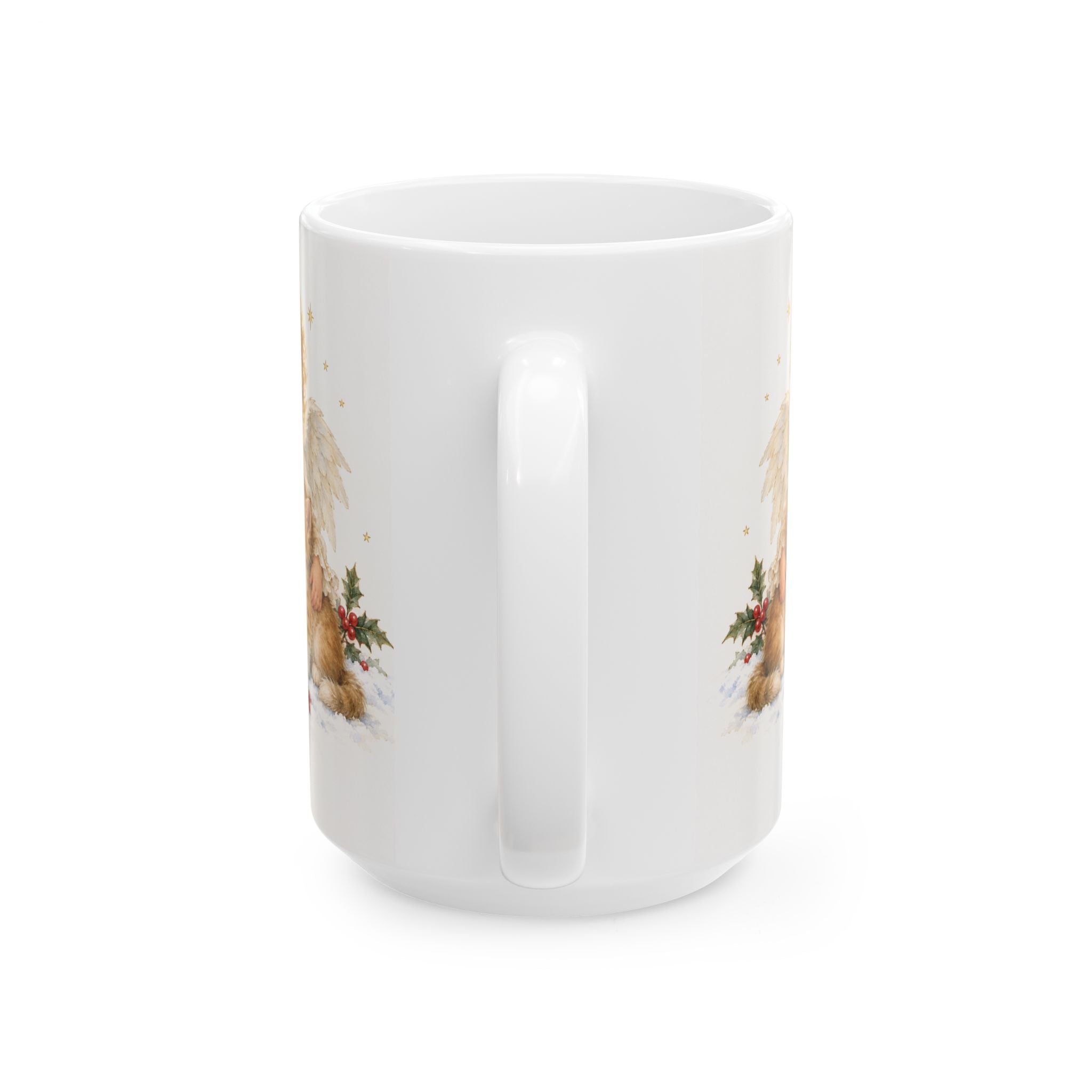 Angel & Robin Ceramic Mug — Vintage Christmas Holiday Coffee Cup (11oz, 15oz)