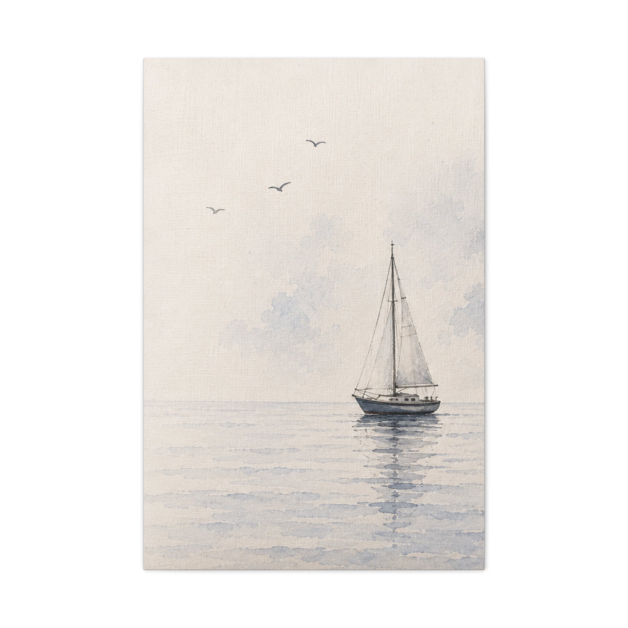 Sailboat Seascape Matte Canvas Print, Coastal Nautical Wall Art, Blue Ocean Boat Decor, Beach House Living Room Art, Solen