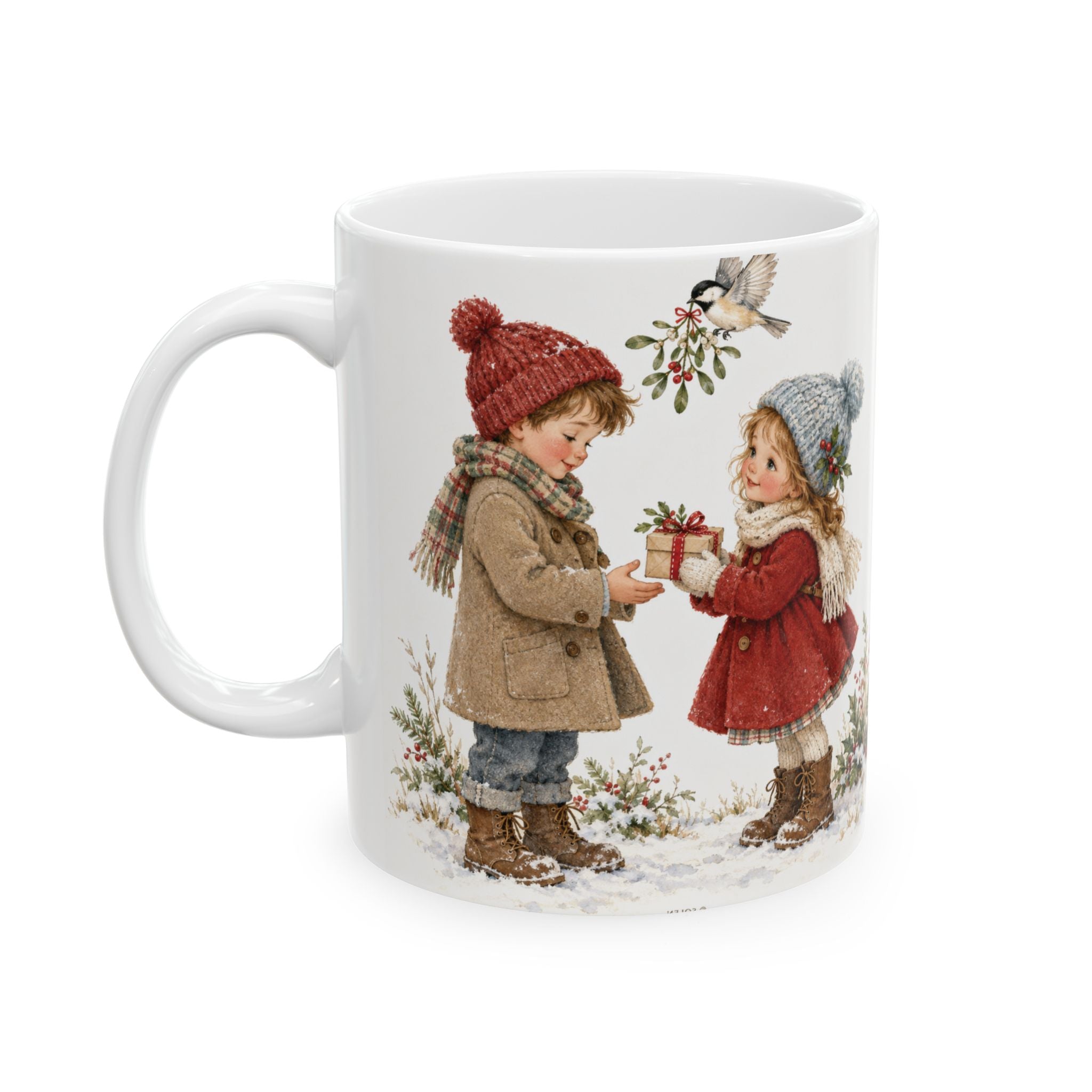 Christmas Kids Vintage Illustration Mug – Cozy Winter Children Holiday Ceramic Cup (11oz & 15oz)